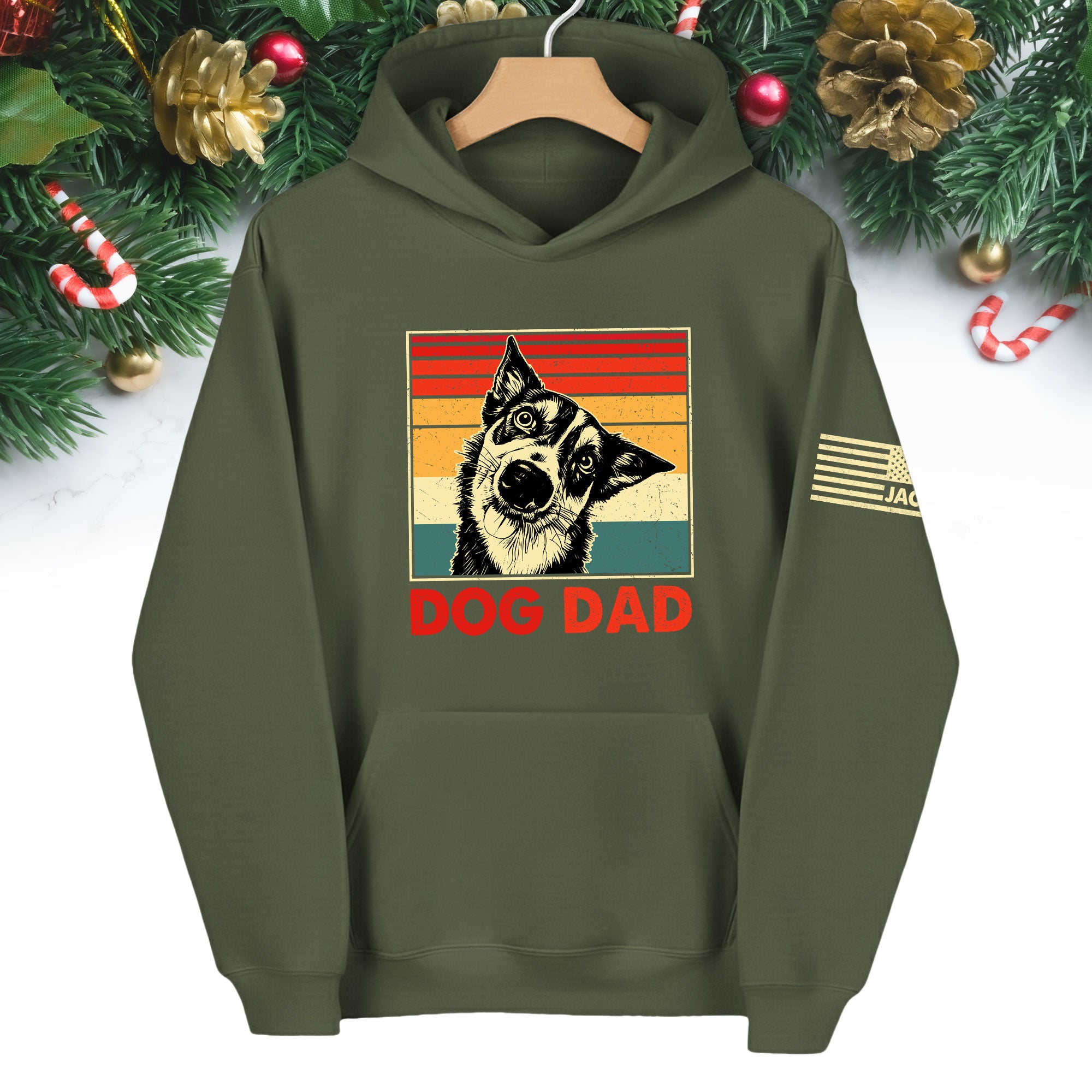 Custom Dog Dad Hoodie – Personalized Pet Photo Retro Hoodie, Gift for Dog Lovers