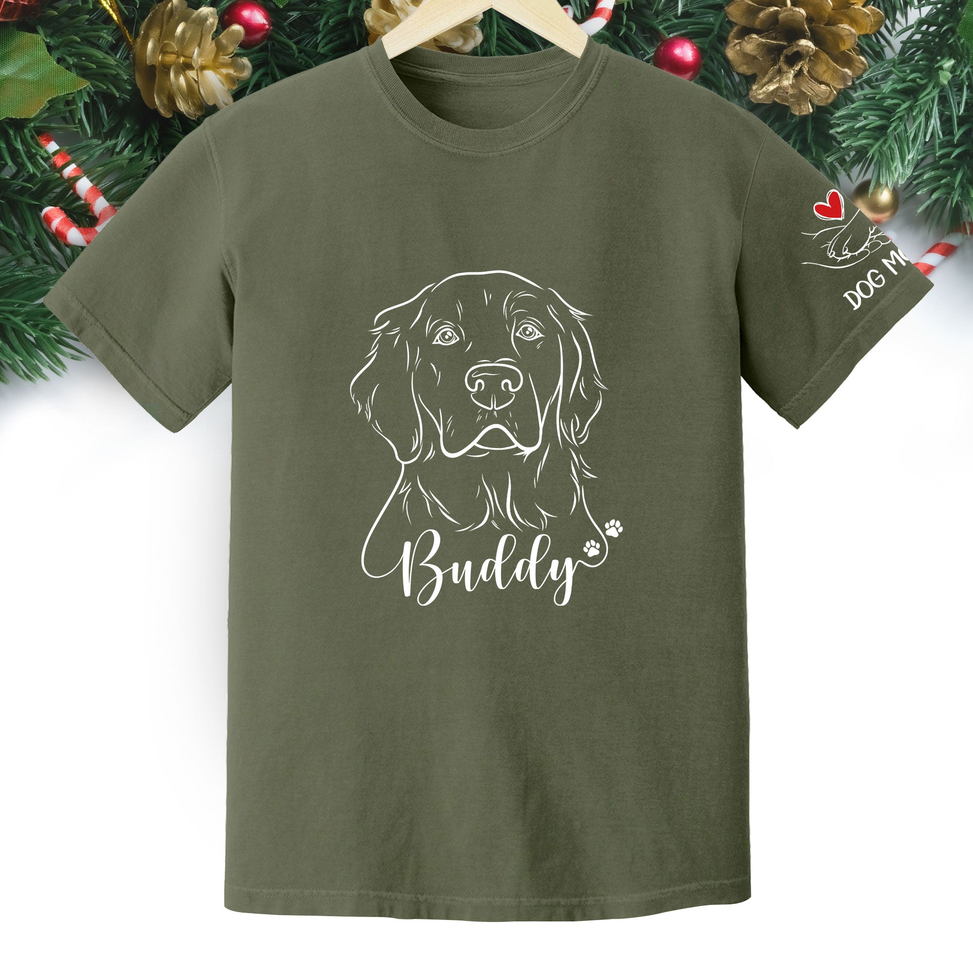 Custom Dog Mom T-Shirt – Personalized Line Art Dog Drawing, Unique Gift for Pet Lovers