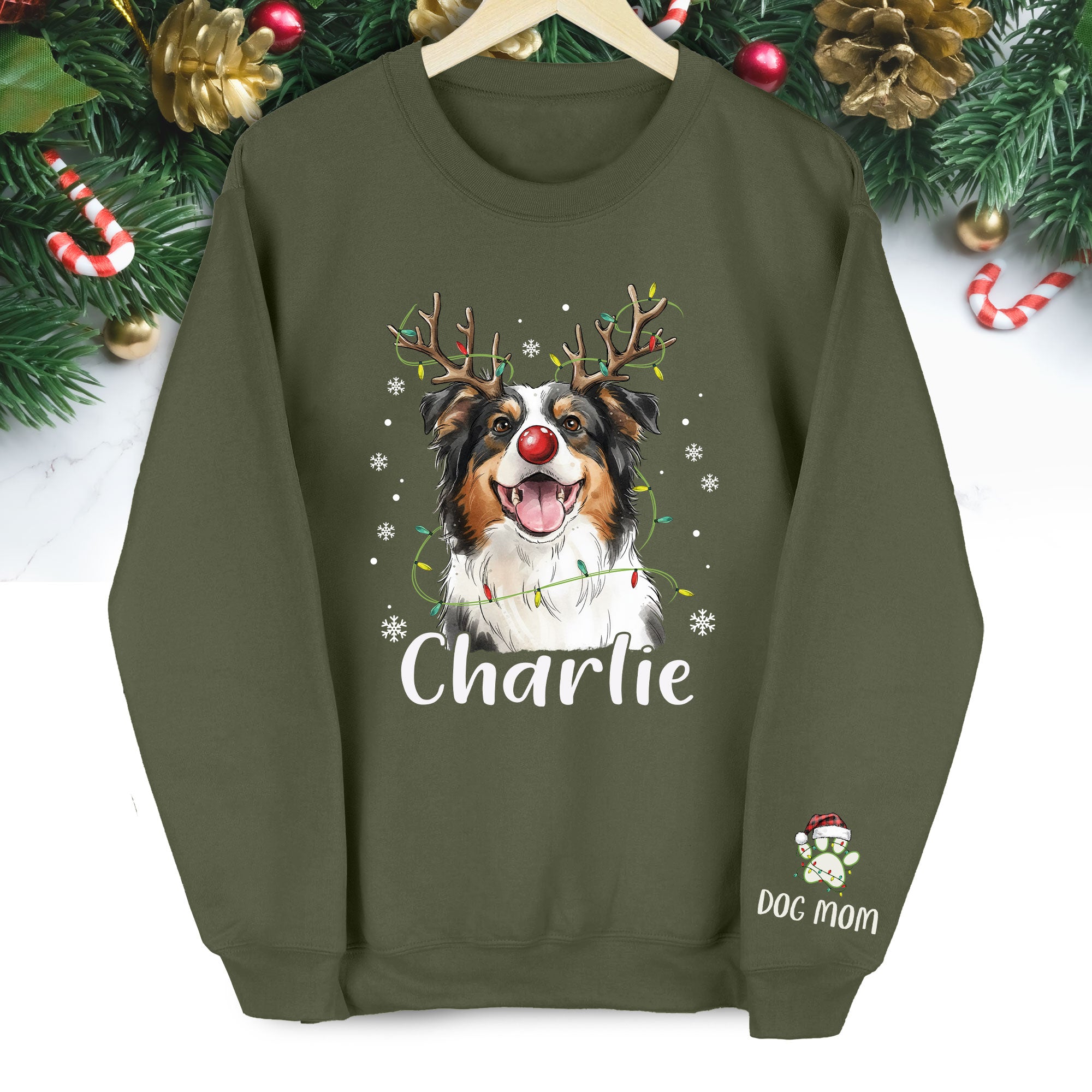 Personalized Dog Mom Sweatshirt with Custom Pet Face – Cozy Gift for Pet Owners