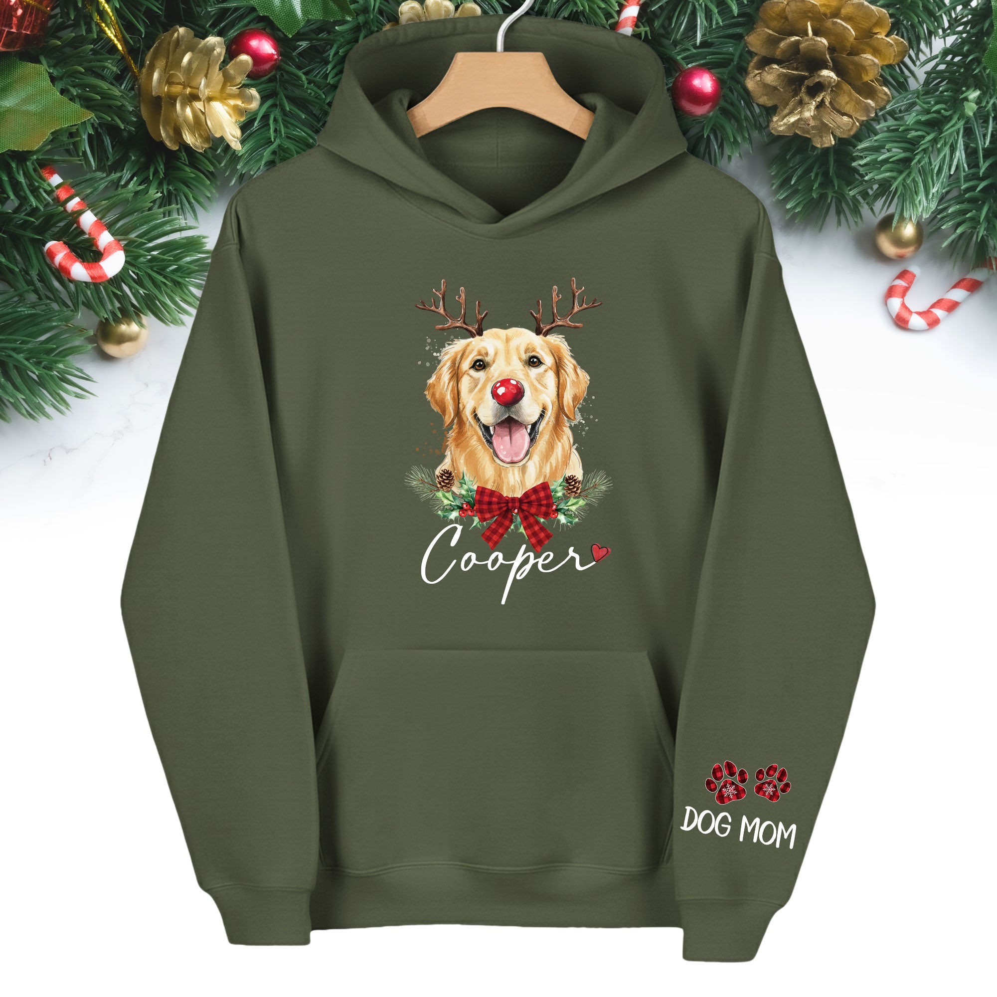 Dog Mom Christmas Hoodie – Cozy Holiday Sweatshirt for Pet Lovers
