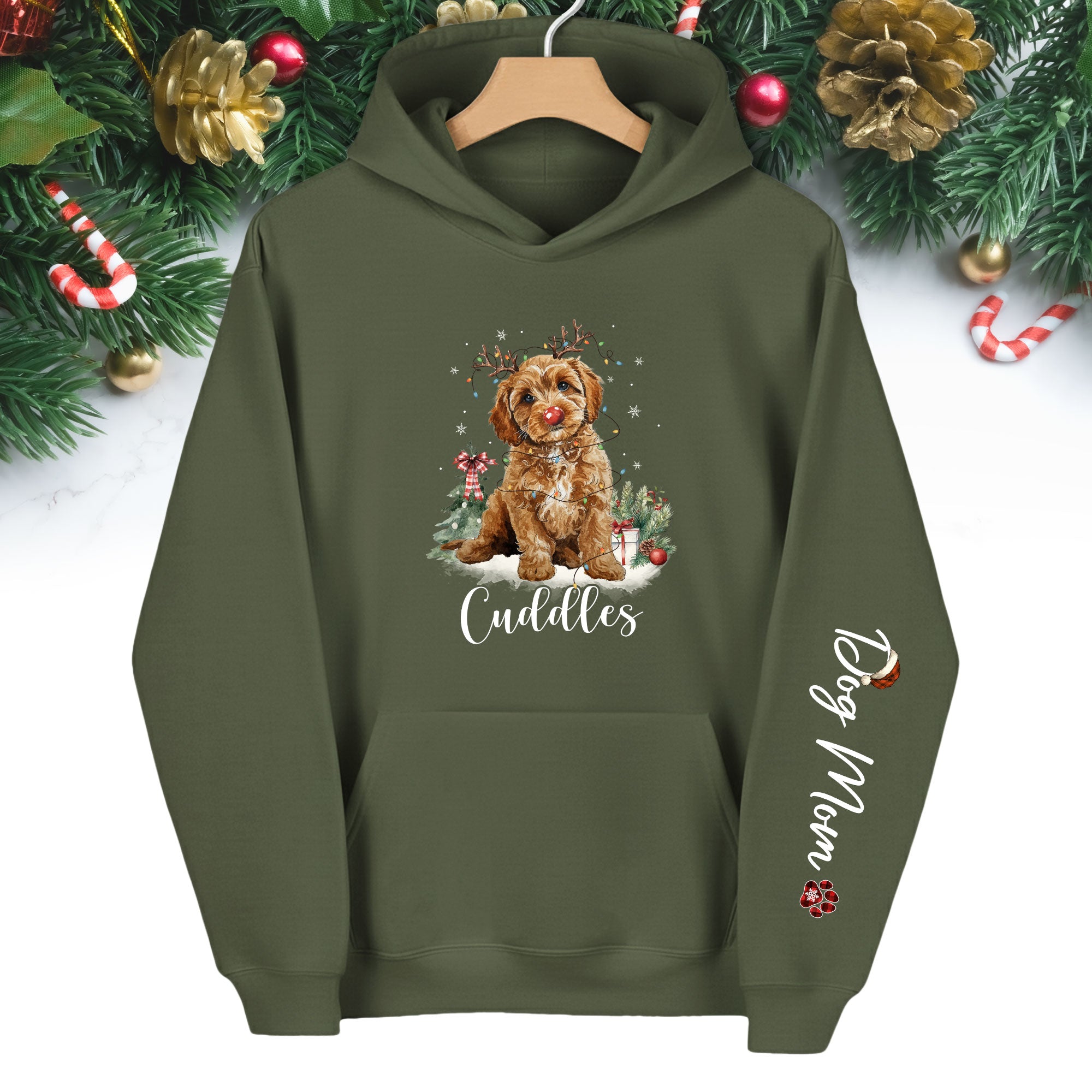 Holiday Dog Mom Hoodie – Perfect Christmas Gift for Puppy Lovers