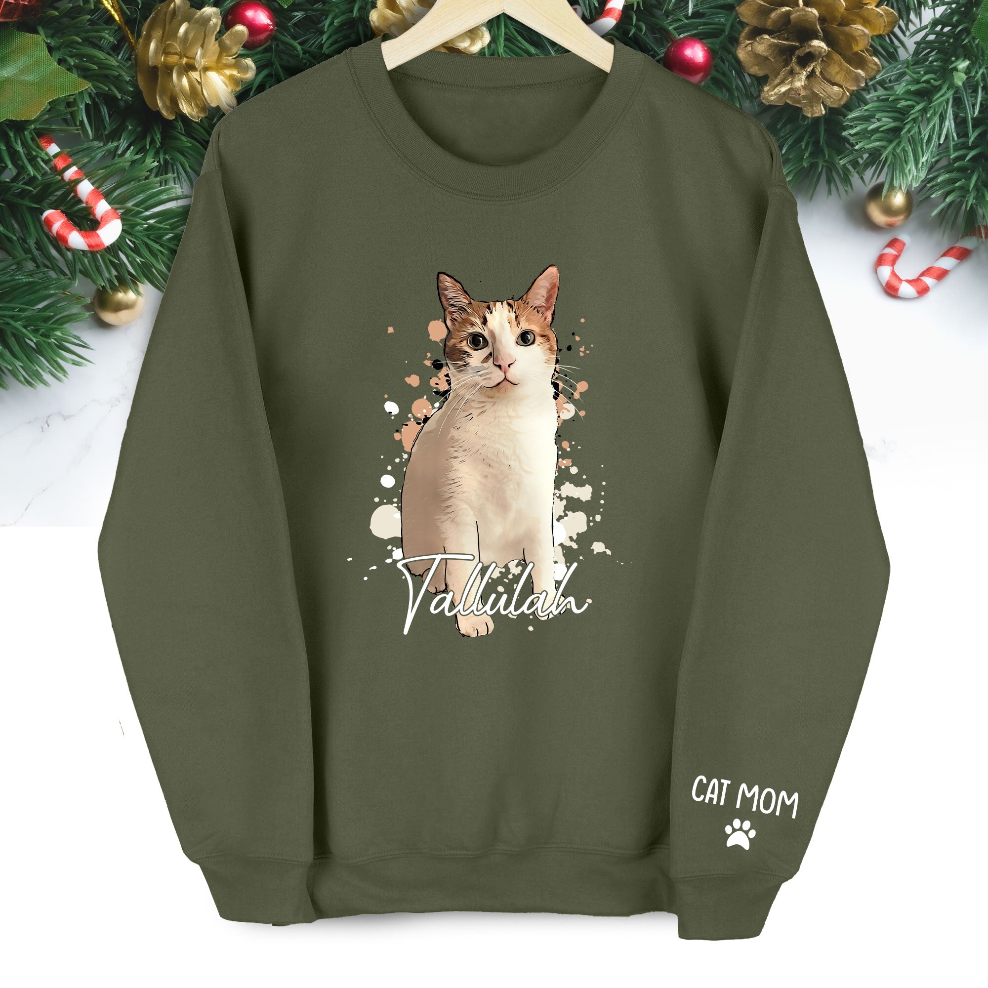Personalized Cat Mom Sweatshirt – Custom Photo Sweatshirt for Women Cat Lovers