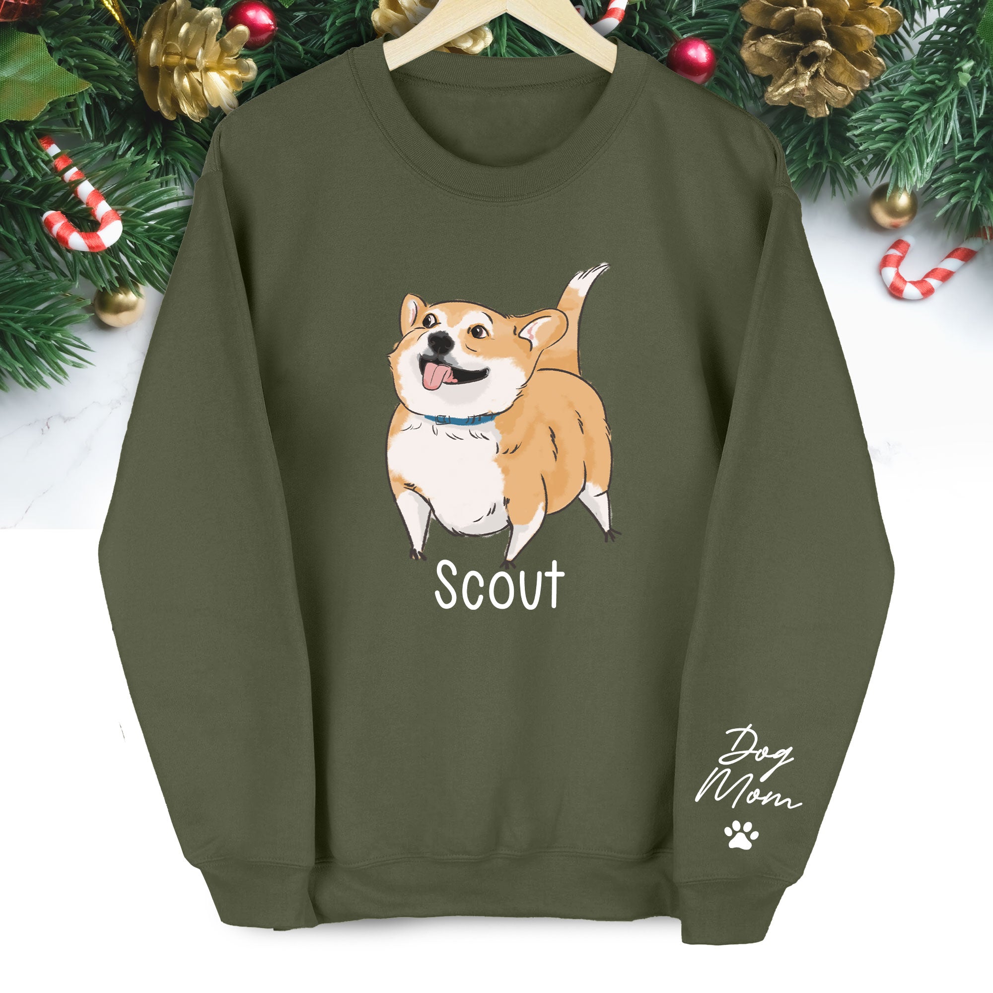 Custom Dog Sweatshirt - Photo & Text Personalized Christmas Gift for Pet Lovers