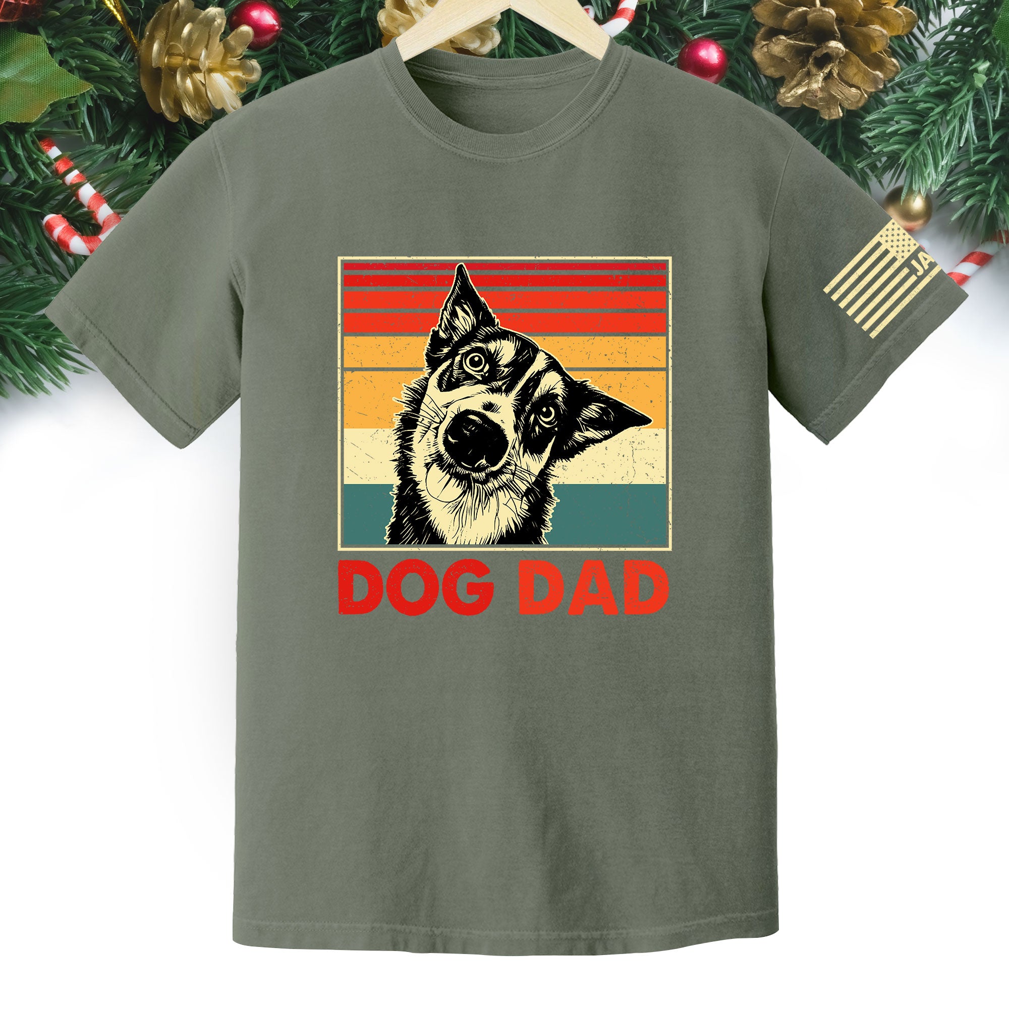Custom Dog Dad T-Shirt – Personalized Pet Portrait Vintage Tee, Unique Gift for Dog Lovers