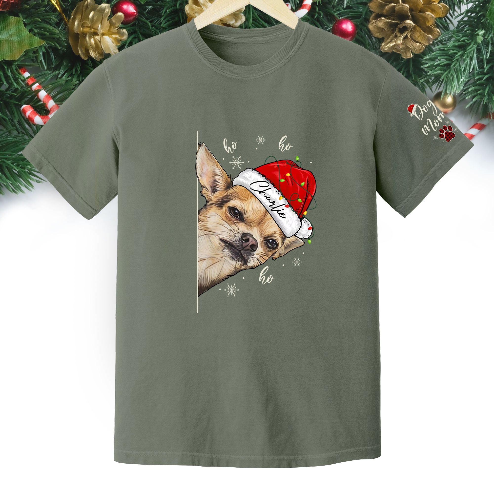 Custom Pet T-Shirt – Personalized Dog Photo Shirt, Christmas Gift for Women Dog Mom