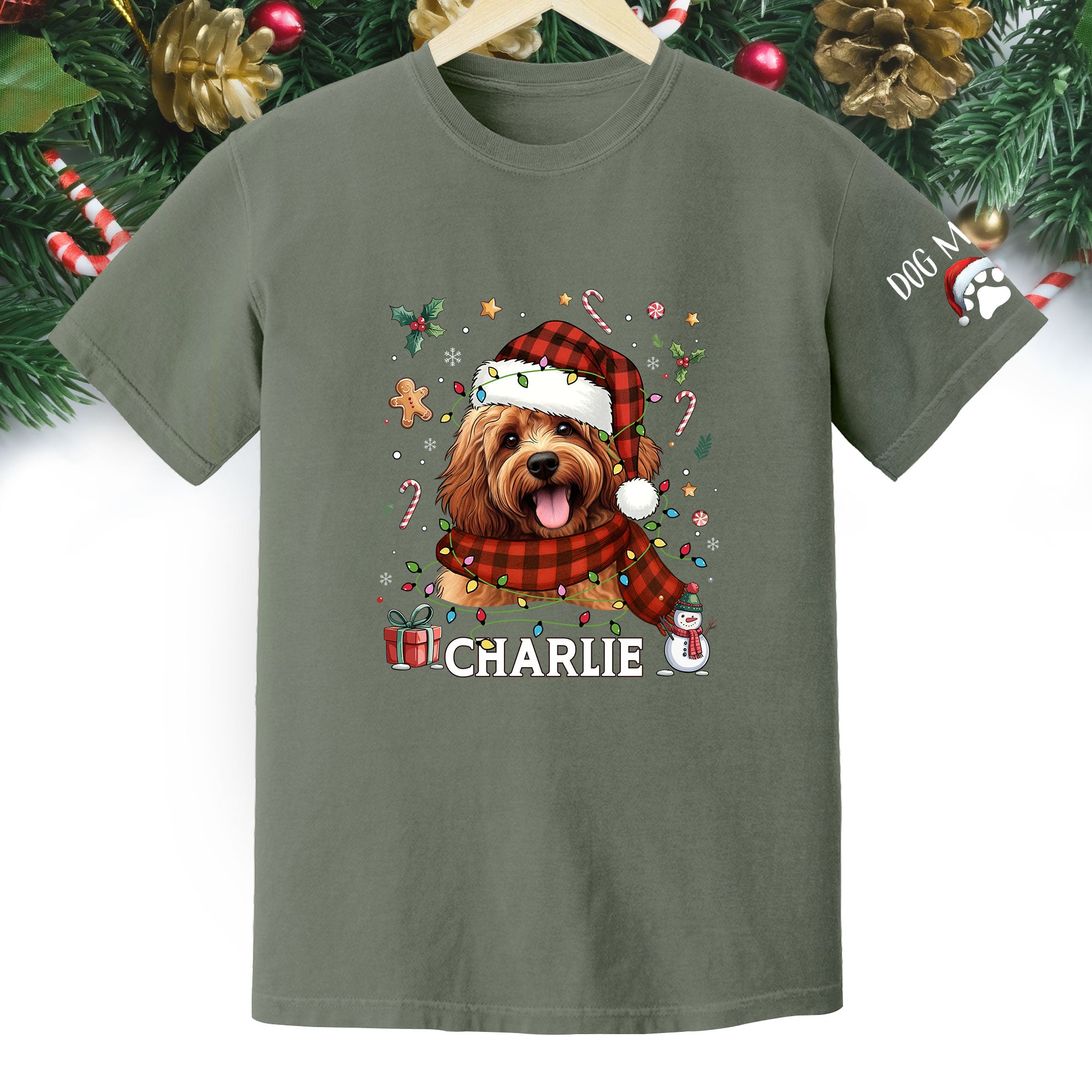 Custom Dog Christmas T-Shirt – Personalized Pet Photo Shirt, Holiday Gift for Dog Mom