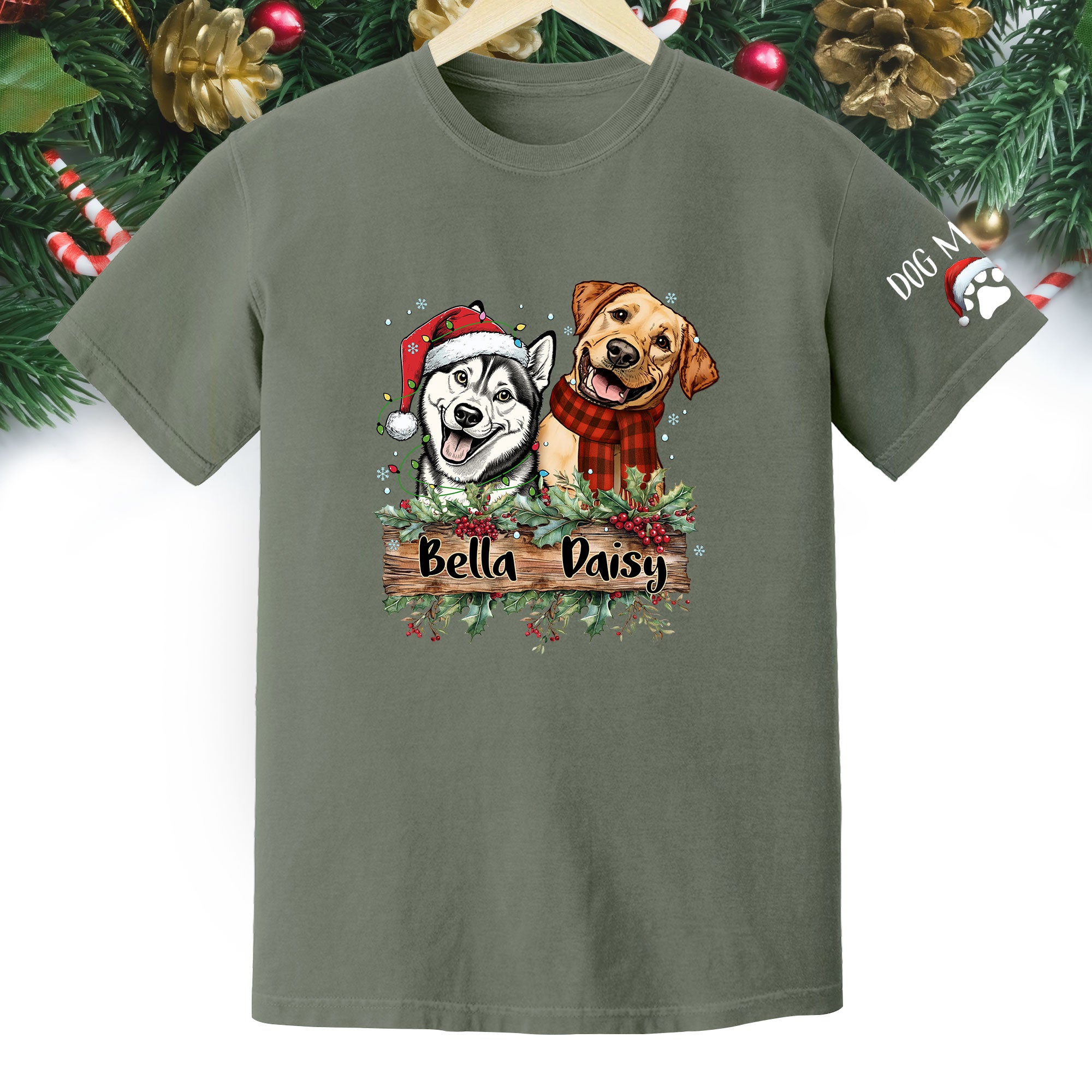 Christmas Dog T-Shirt – Custom Pet Photo Tee, Personalized Holiday Gift for Dog Lovers