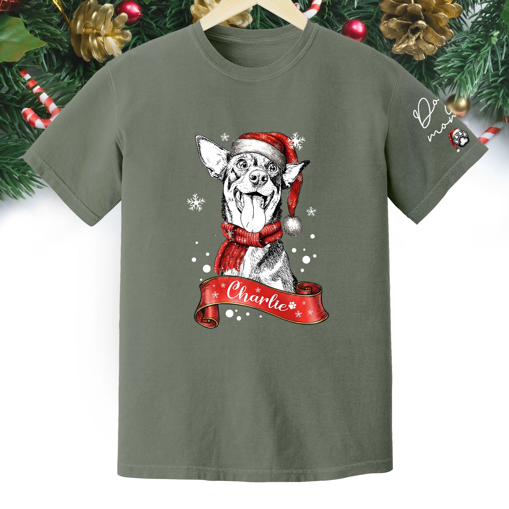 Christmas Dog T-Shirt – Custom Pet Photo Shirt, Funny Personalized Gift for Pet Lover
