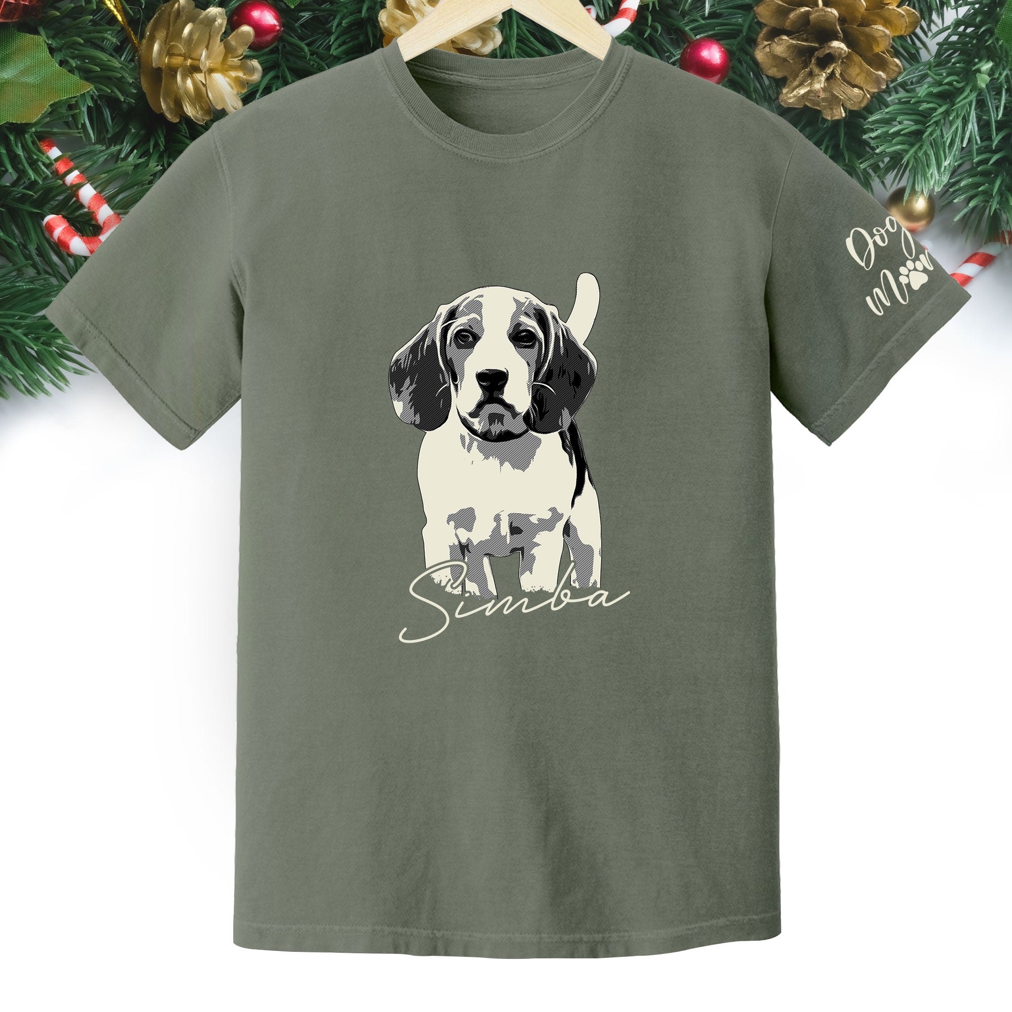 Custom Dog Lover T-Shirt with Name & Sleeve Print – Personalized Pet Graphic Tee