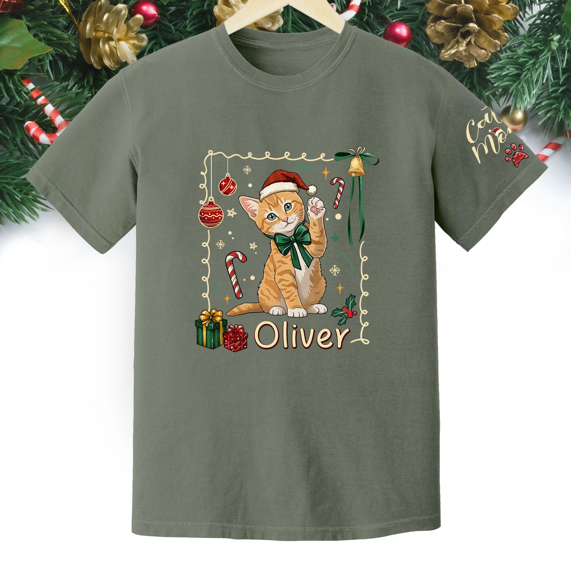 Personalized Cat Mom Shirt, Custom Cat Mom Shirt, Christmas Shirts For Women