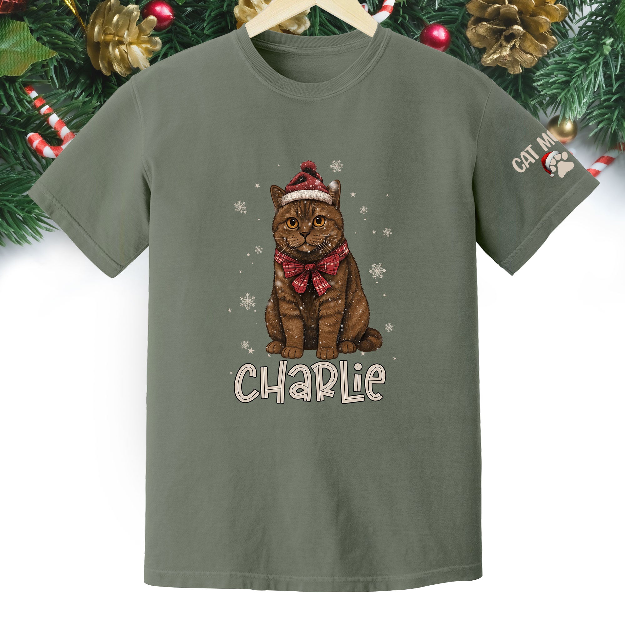 Personalized Cat Christmas Shirt – Custom Pet Photo Tee, Holiday Gift for Cat Mom