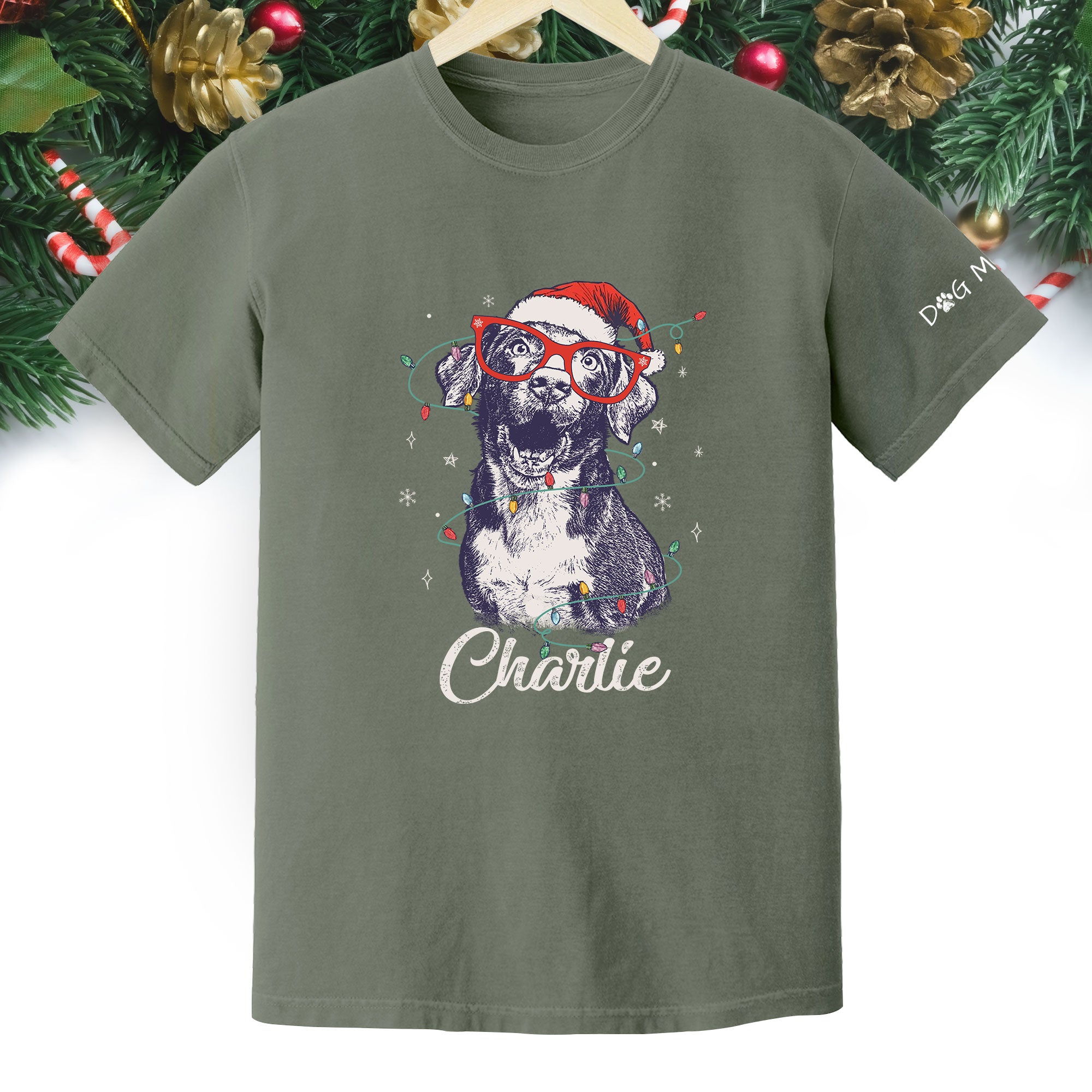 Personalized Dog Christmas Shirt – Custom Pet Photo Tee, Holiday Gift for Dog Mom