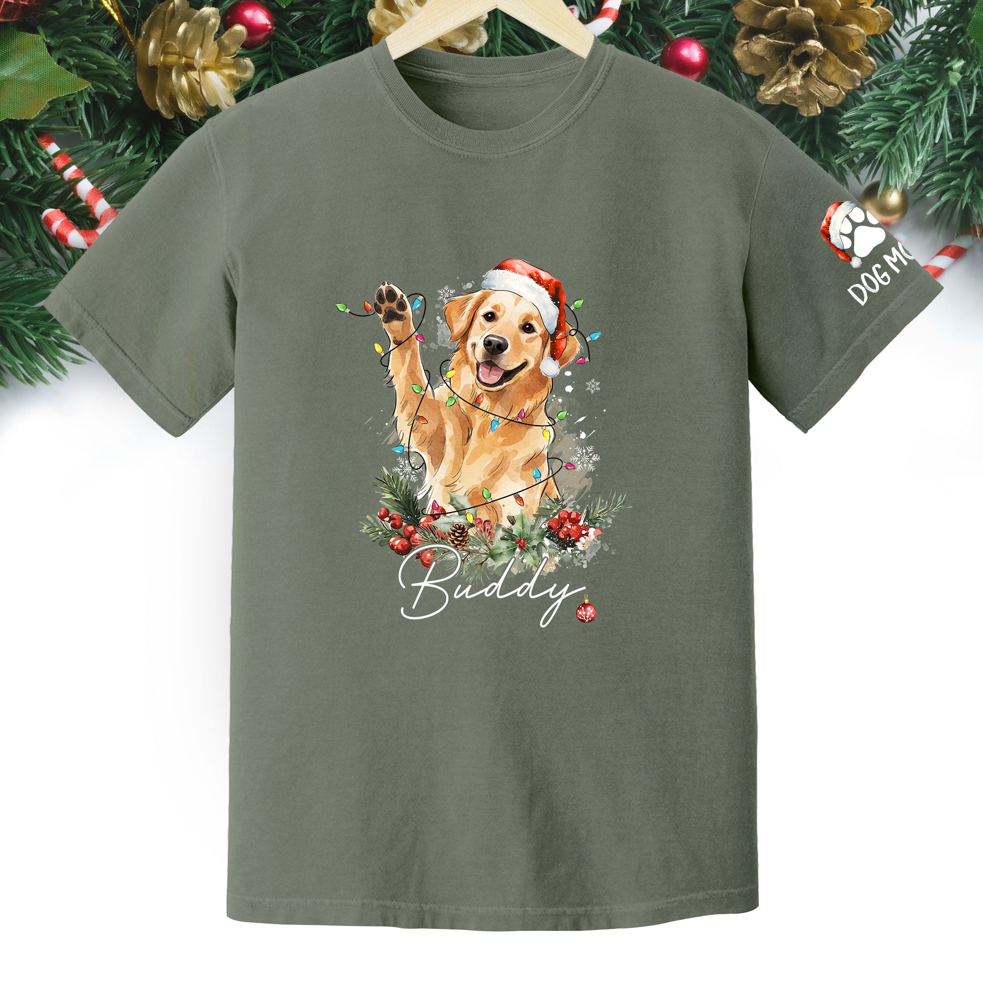 Custom Pet Photo T-Shirt – Personalized Dog Christmas Tee, Funny Gift for Dog Lovers
