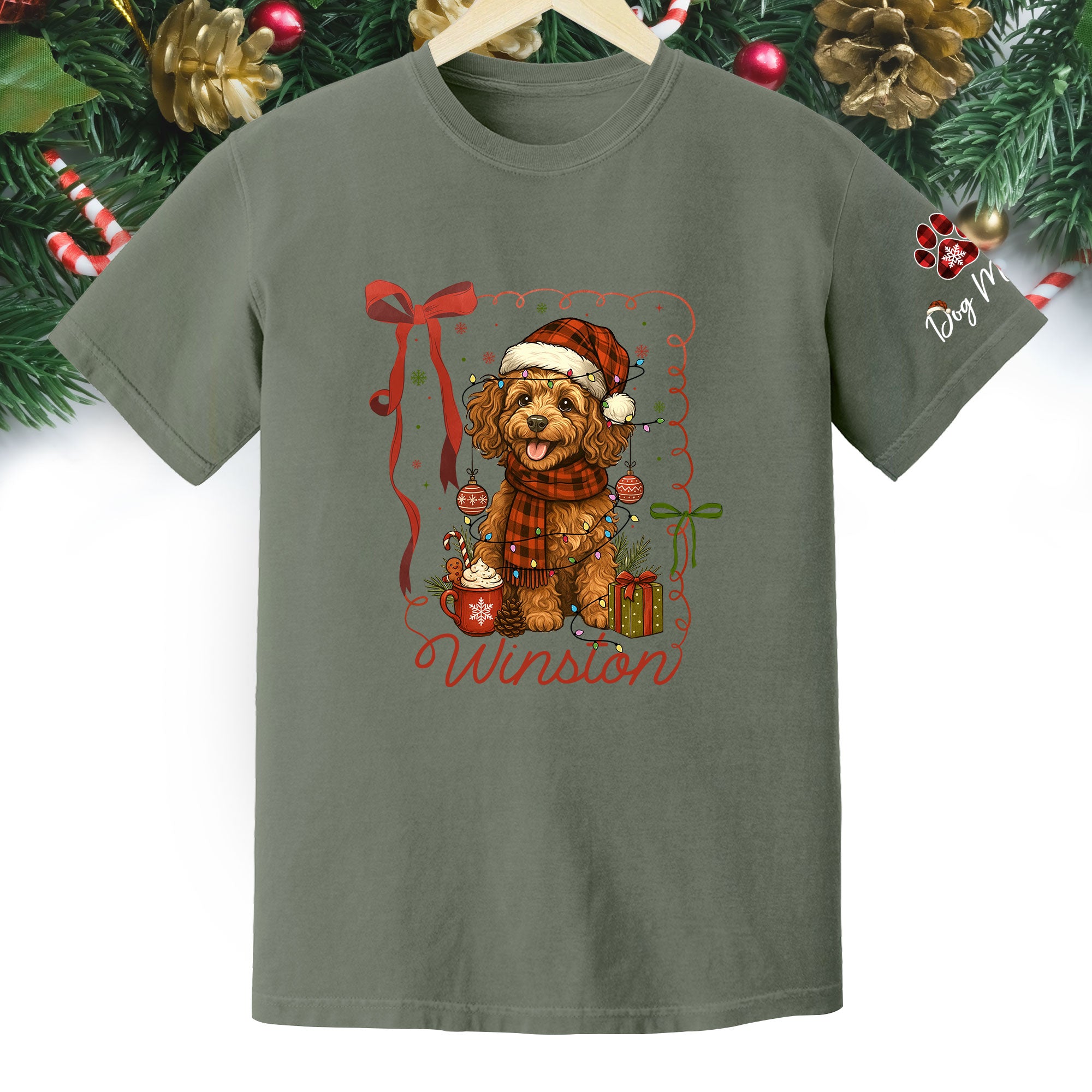 Dog Mom Christmas Shirt – Custom Pet Face T-Shirt, Personalized Holiday Gift Idea