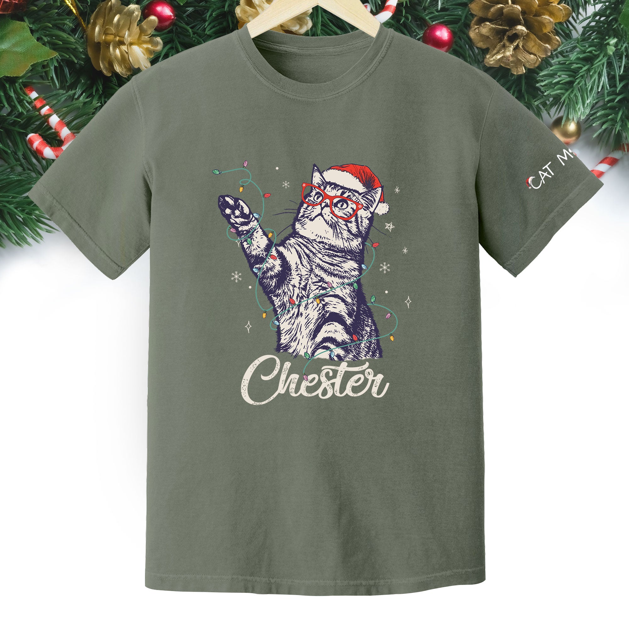 Personalized Cat Christmas Shirt – Custom Pet Photo T-Shirt, Holiday Gift for Cat Mom