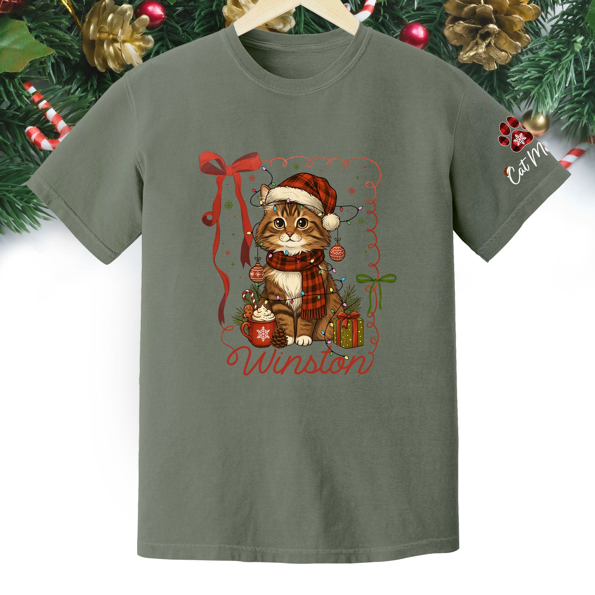 Custom Pet Christmas Shirt – Personalized Cat Photo Tee, Funny Holiday Gift for Pet Lovers