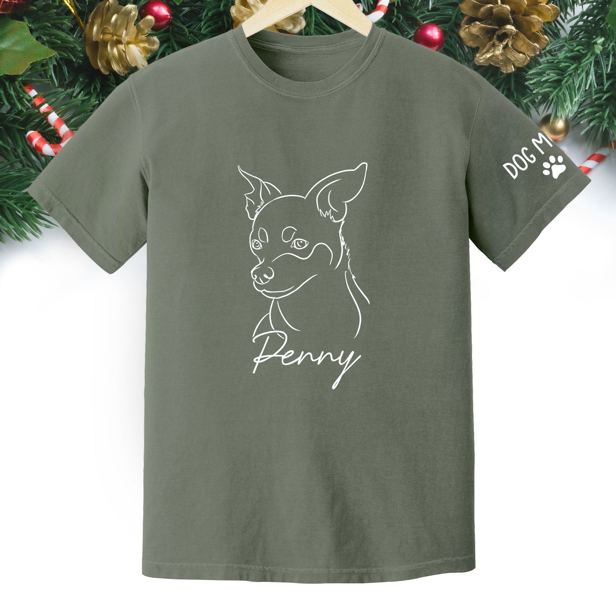 Personalized Dog Mom T-Shirt – Custom Dog Line Art Tee with Pet Name, Unique Gift for Dog Lovers
