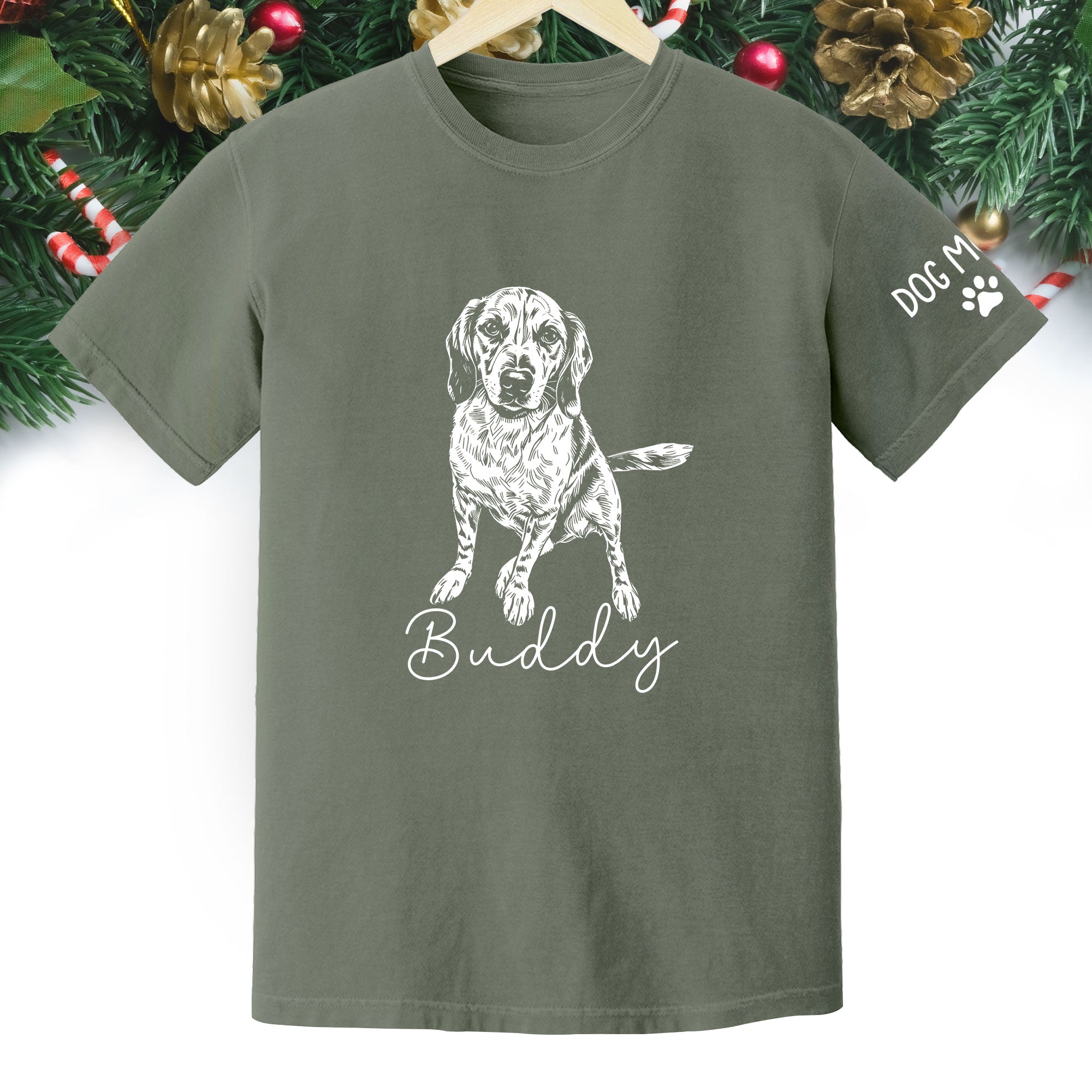 Personalized Dog Mom T-Shirt, Custom Dog Line Art Tee with Pet Name, Unique Gift for Dog Lovers