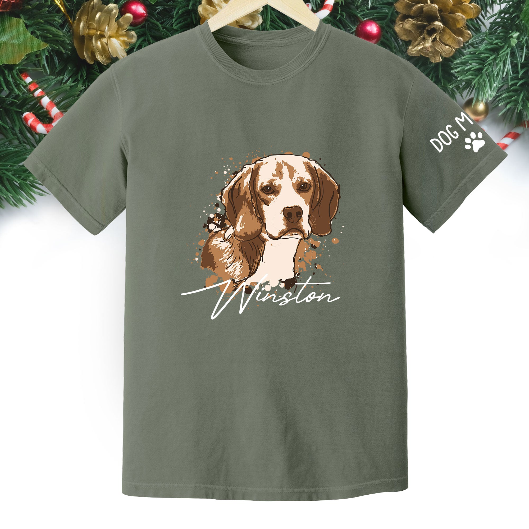 Personalized Dog Mom T-Shirt – Custom Dog Portrait Shirt with Pet Photo & Name, Unique Gift for Pet Lovers