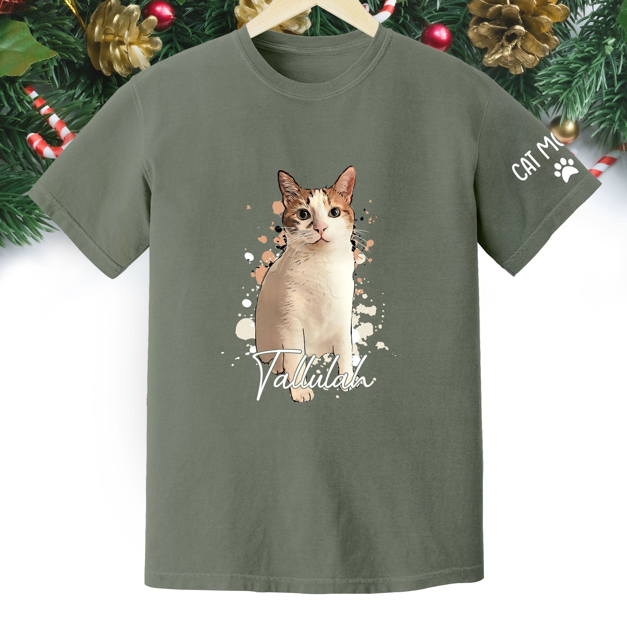 Personalized Cat Mom T-Shirt – Custom Cat Photo Shirt with Pet Name, Unique Gift for Cat Lovers