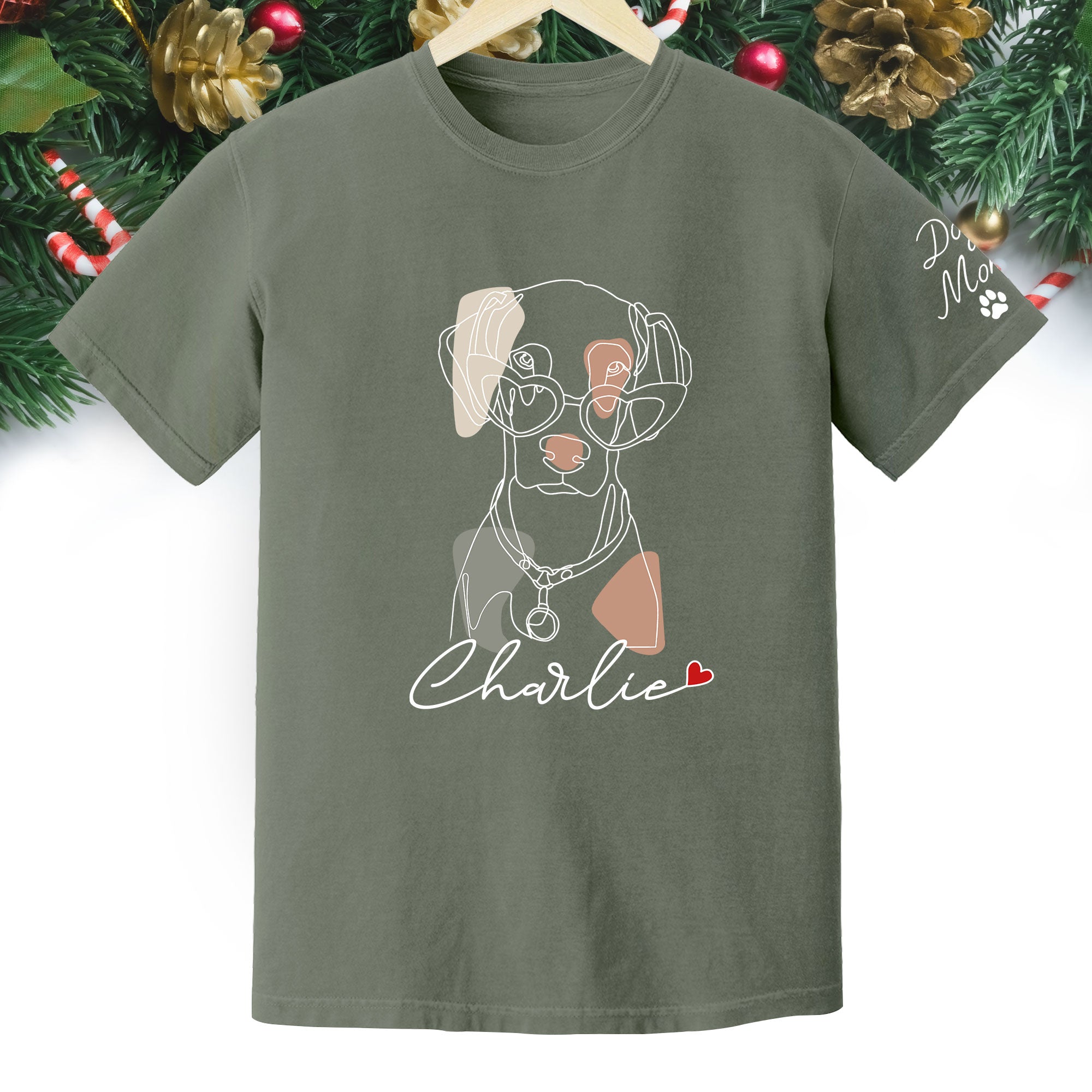 Christmas Dog Mom T-Shirt – Personalized Pet Photo Shirt, Custom Holiday Gift for Women