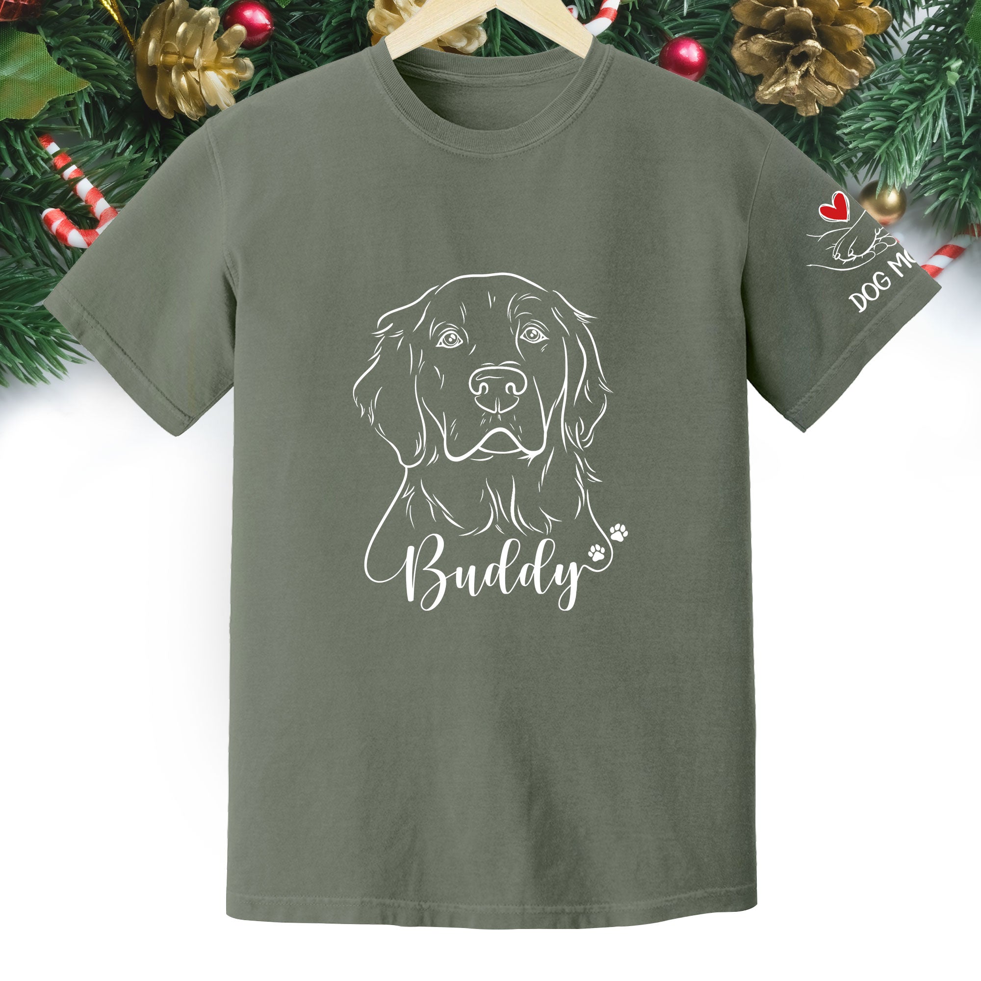 Custom Dog Mom T-Shirt – Personalized Line Art Dog Drawing, Unique Gift for Pet Lovers