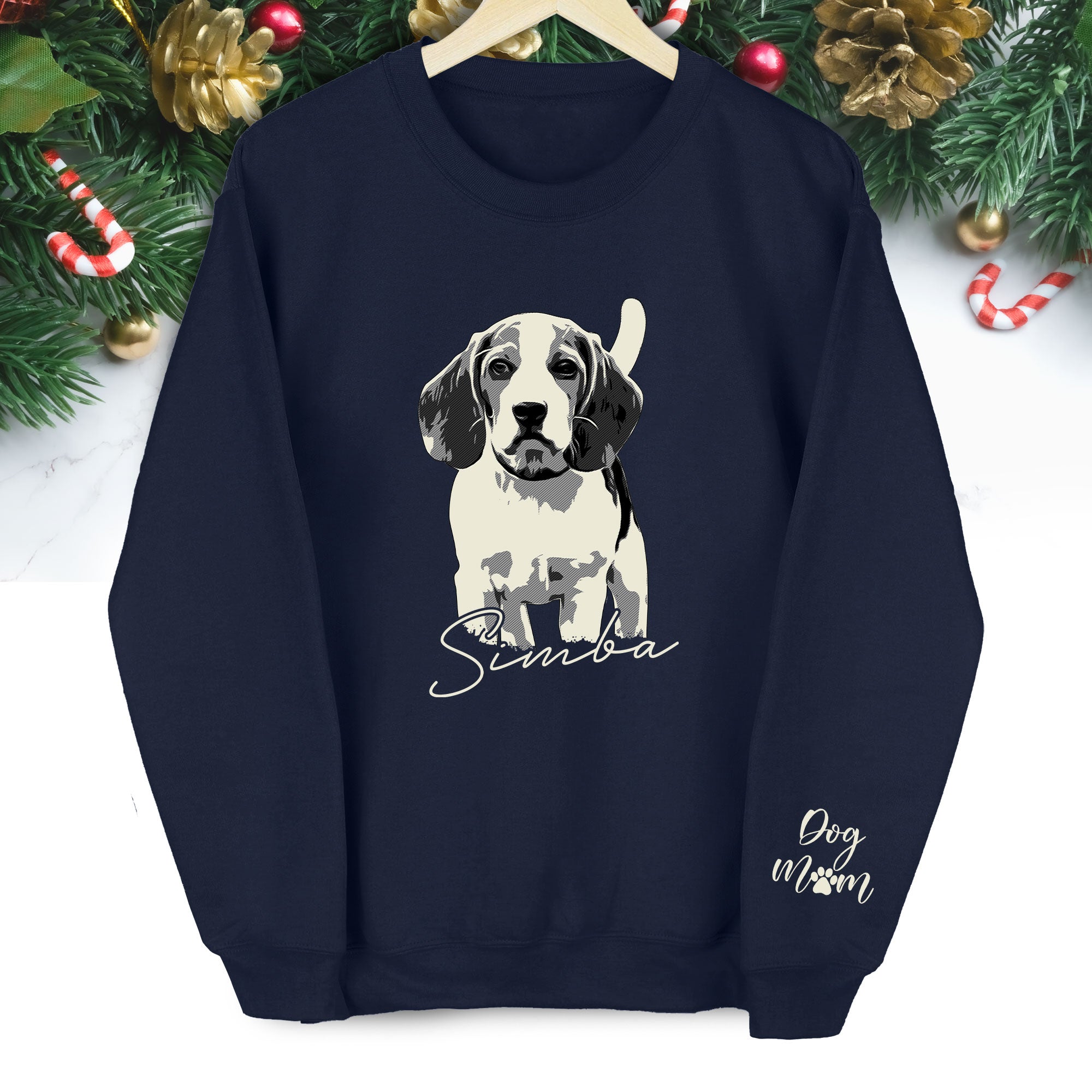 Custom Dog Lover Sweatshirt with Name & Sleeve Print – Cute Pet Portrait Gift