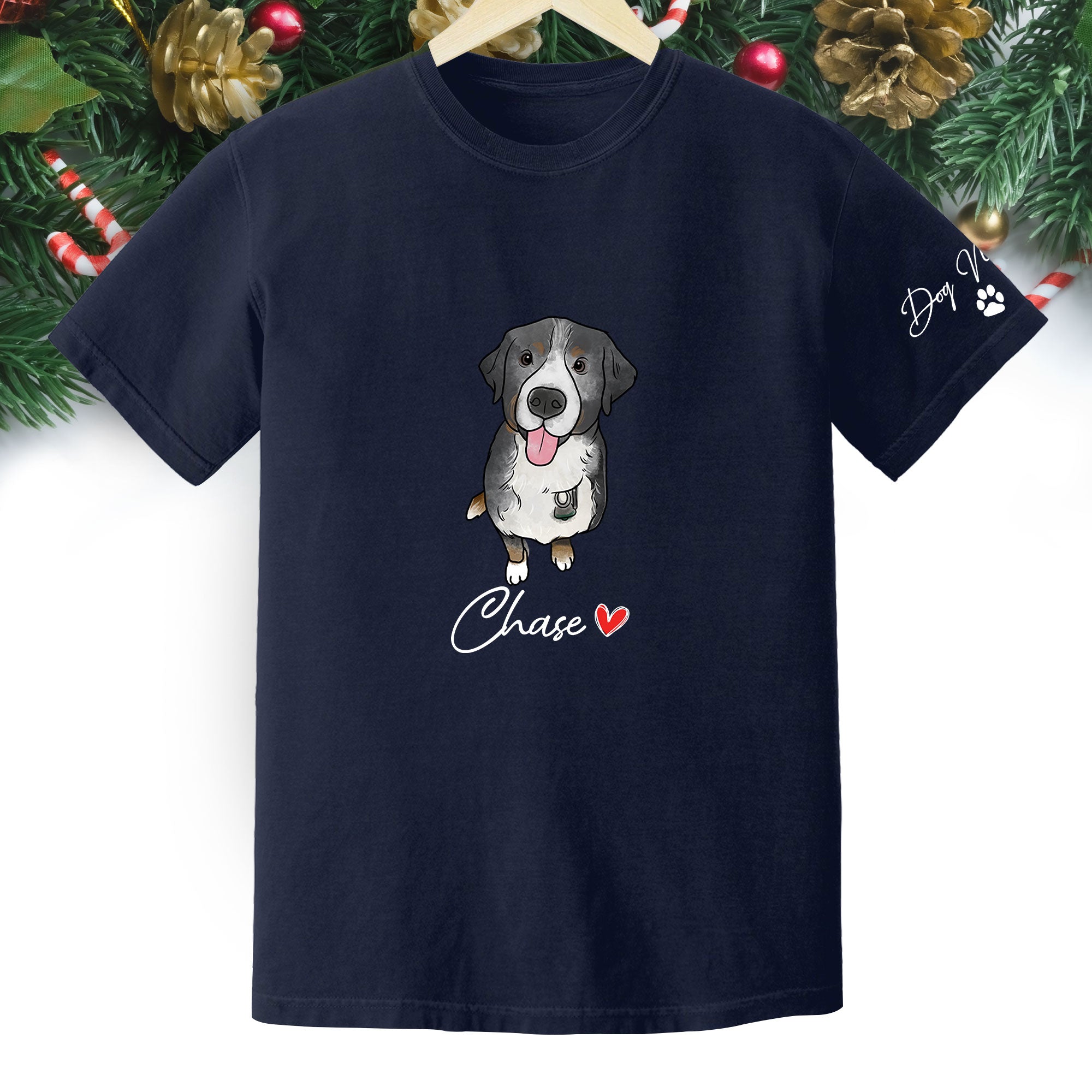 Personalized Dog Christmas Shirt – Custom Pet Photo Shirt, Gift for Dog Mom, Dog Dad