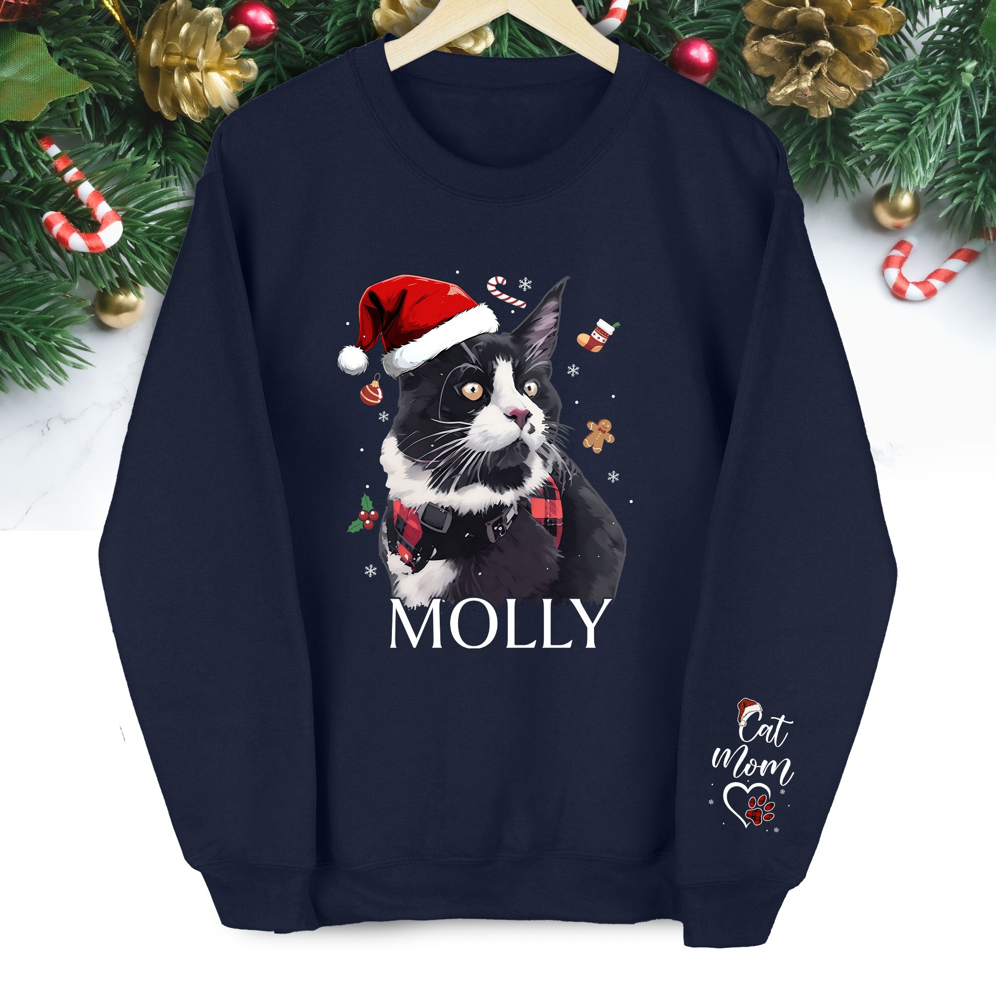 Personalized Sweatshirt for Cat Moms – Custom Cat Design with Your Pet’s Photo