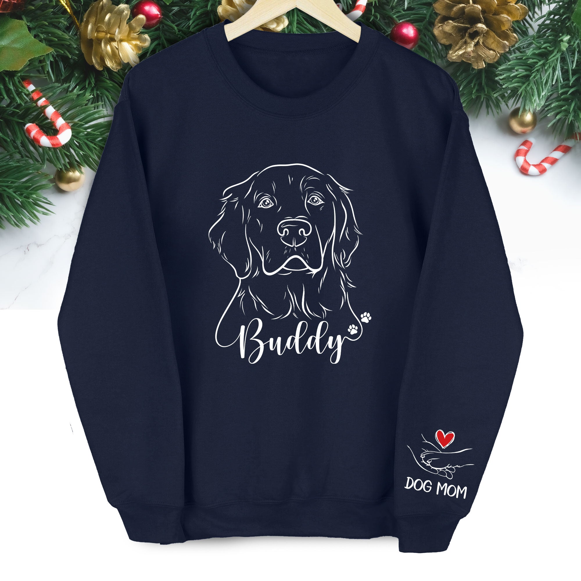 Custom Dog Mom Sweatshirt – Personalized Pet Photo Holiday Gift for Pet Lovers