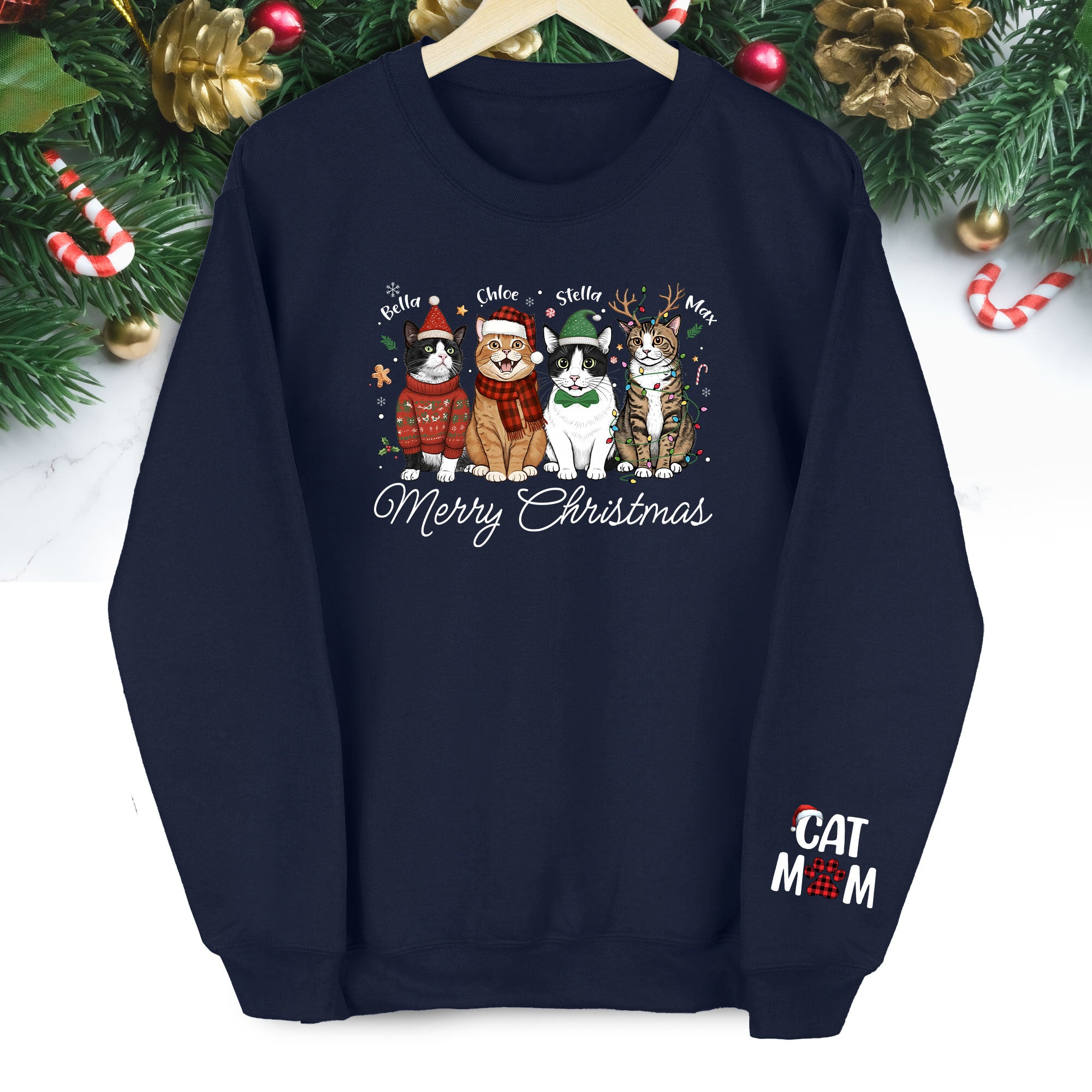 Custom Cat Mom Sweatshirt – Christmas Sweatshirt  for Women