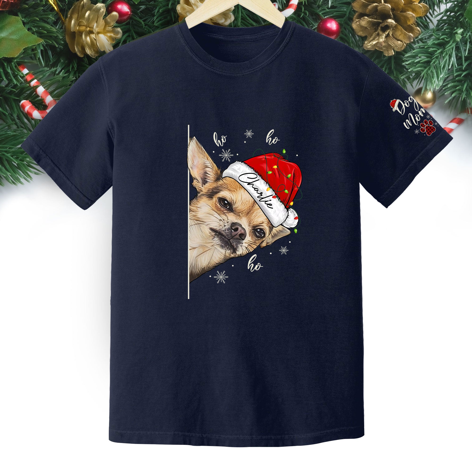 Custom Pet T-Shirt – Personalized Dog Photo Shirt, Christmas Gift for Women Dog Mom