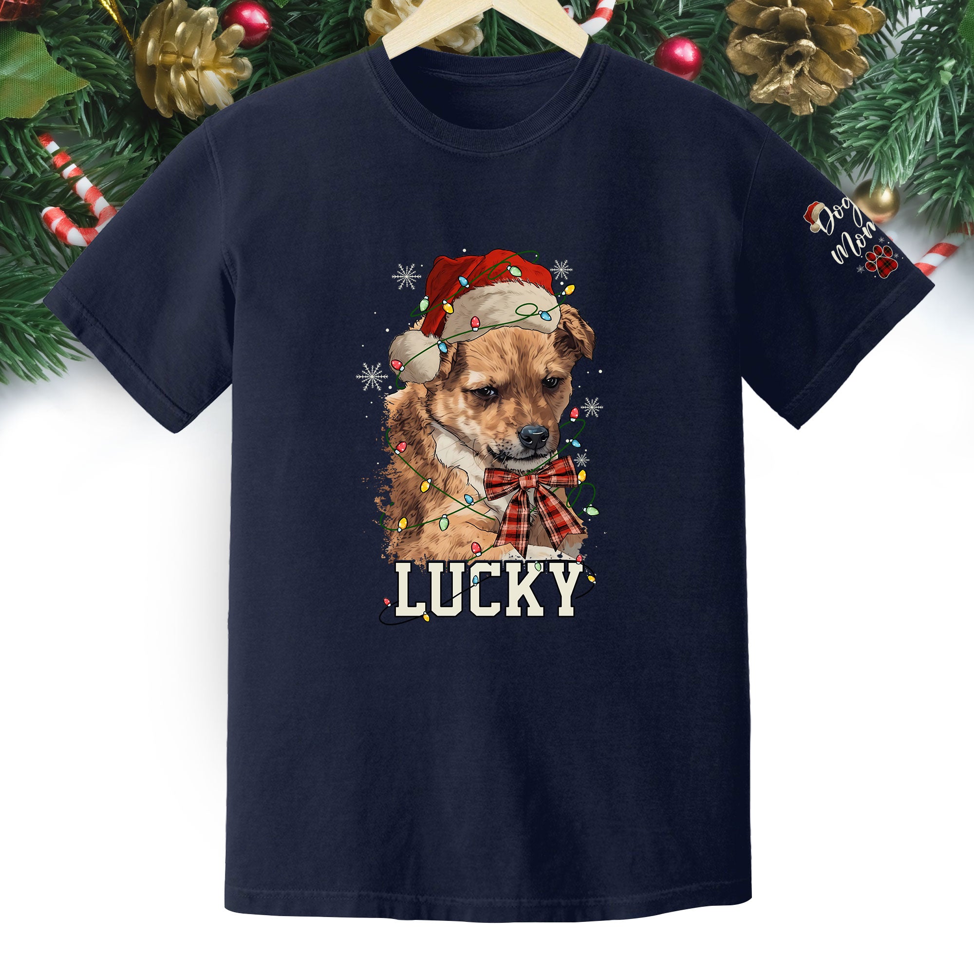 Custom Dog Shirt – Personalized Pet Photo T-Shirt, Holiday Gift for Dog Mom
