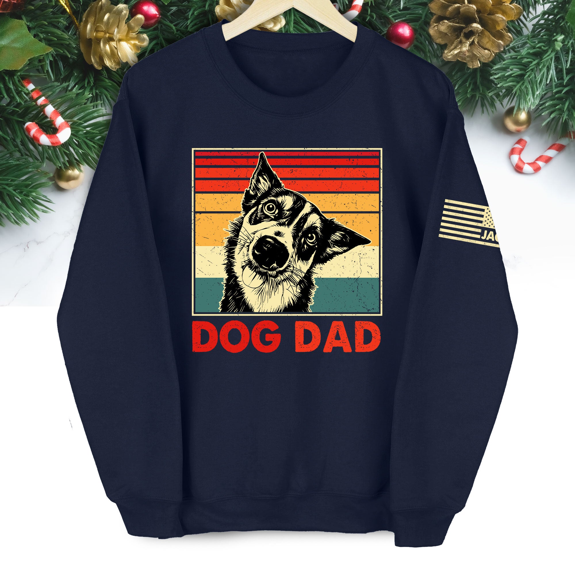 Personalized Dog Dad Sweatshirt – Custom Retro Dog Art, Perfect Gift for Dog Lovers