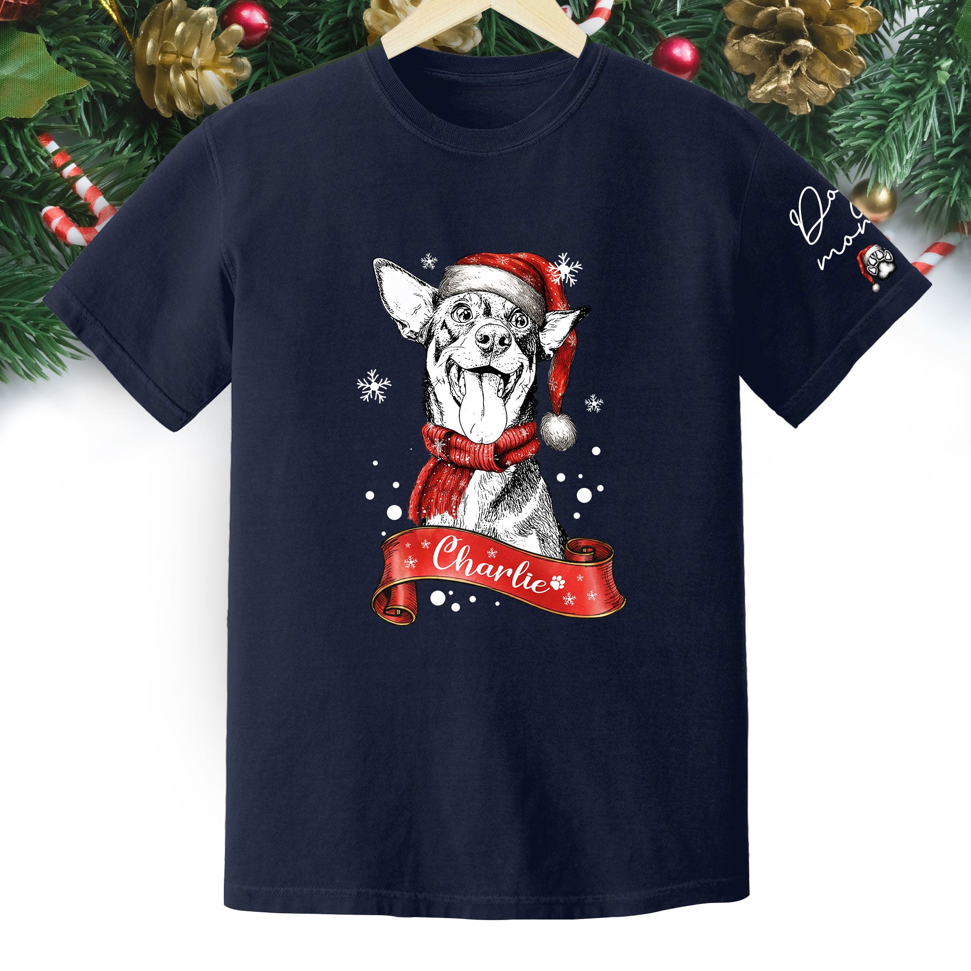 Christmas Dog T-Shirt – Custom Pet Photo Shirt, Funny Personalized Gift for Pet Lover
