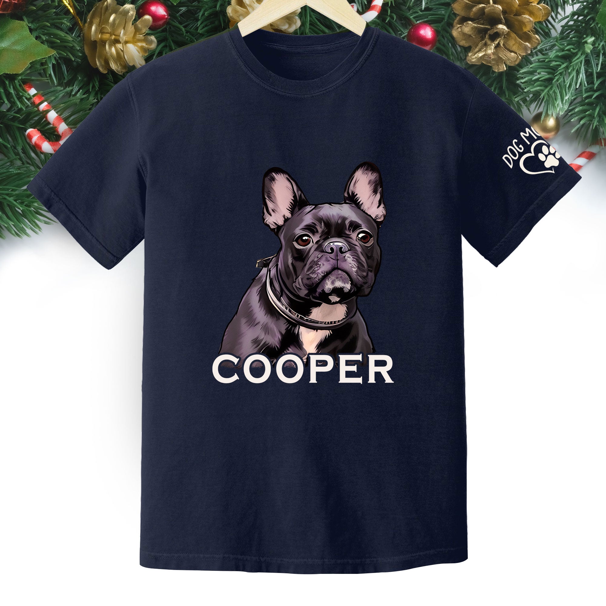 Custom Dog Mom T-Shirt – Personalized Pet Portrait & Name, Cute Dog Lover Gift