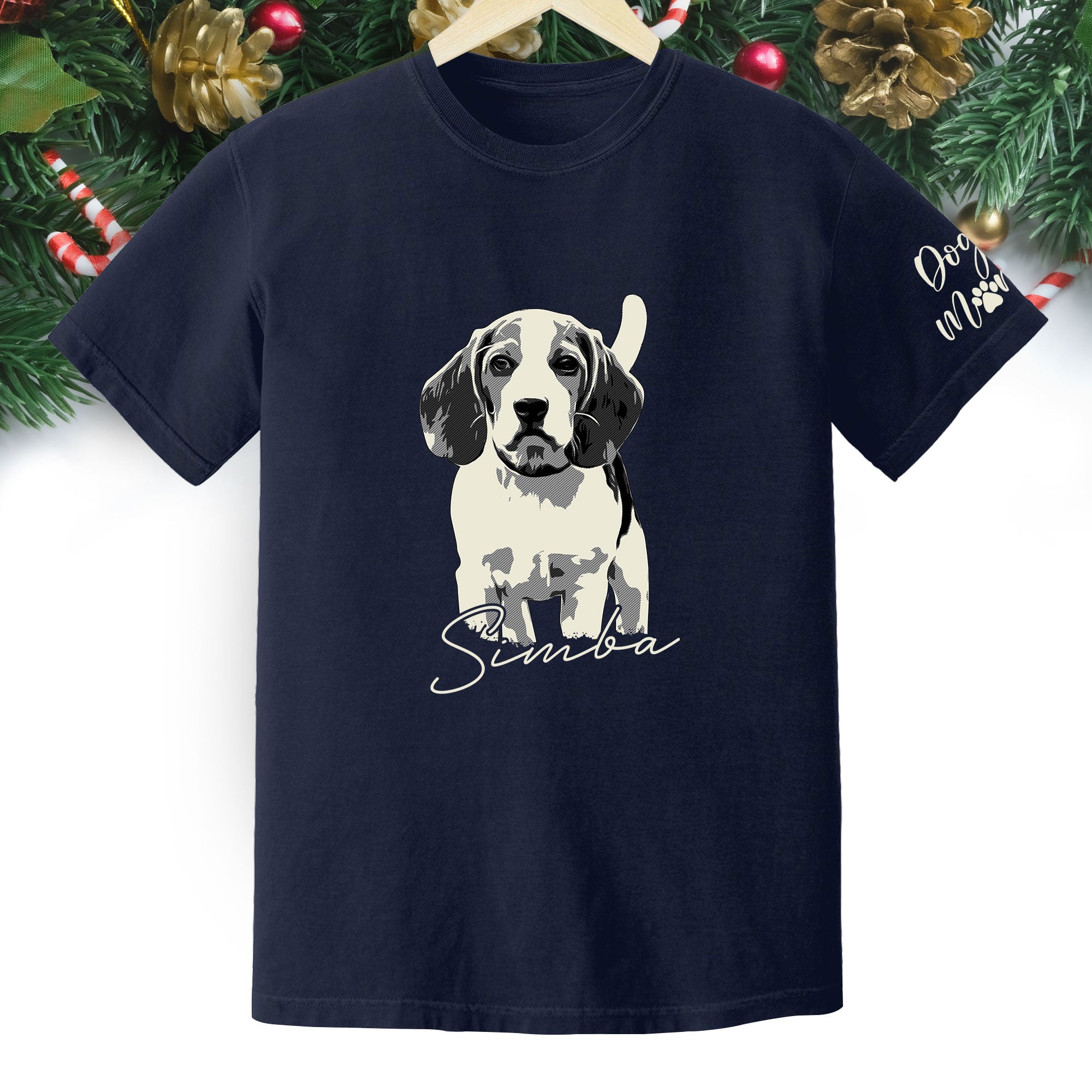Custom Dog Lover T-Shirt with Name & Sleeve Print – Personalized Pet Graphic Tee