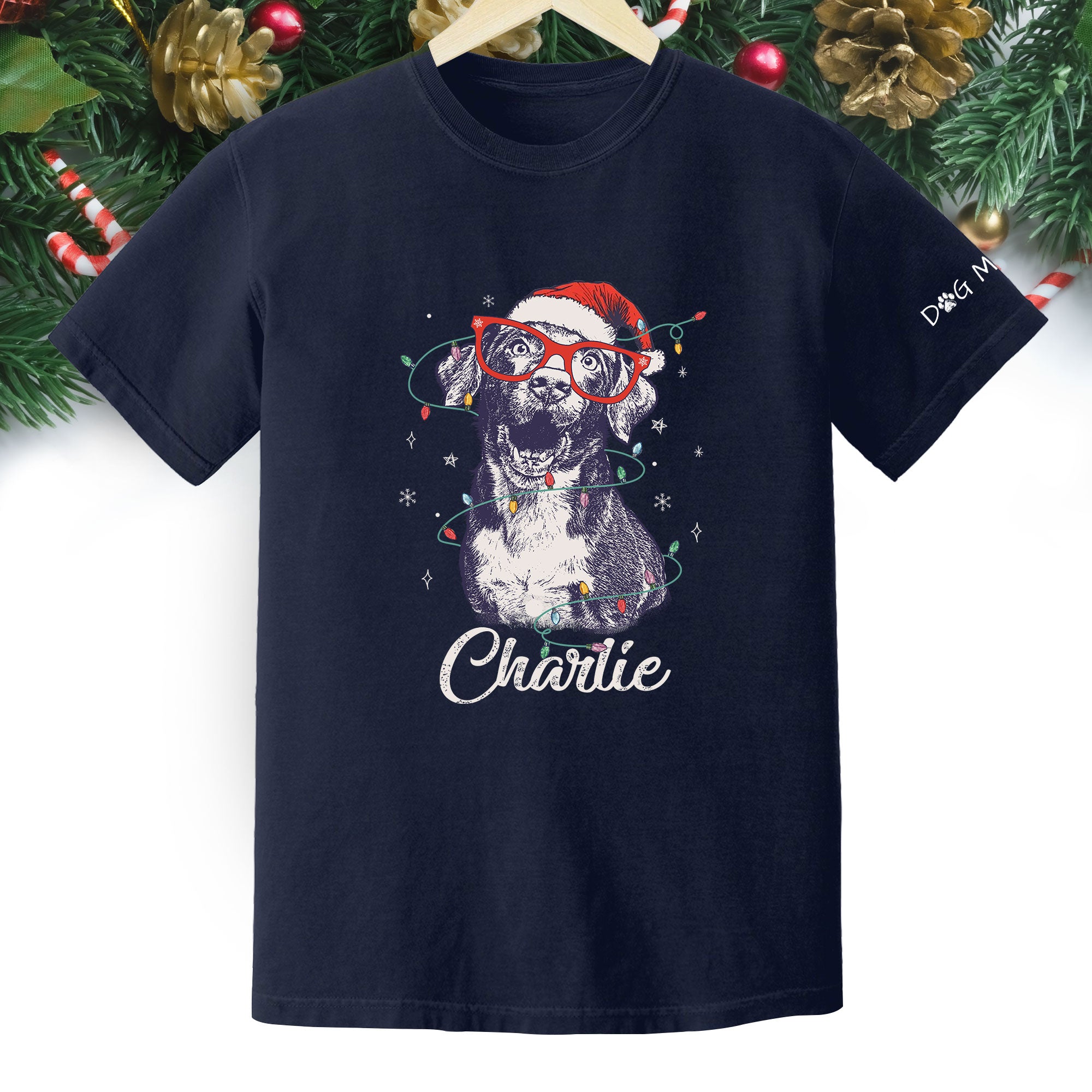 Personalized Dog Christmas Shirt – Custom Pet Photo Tee, Holiday Gift for Dog Mom
