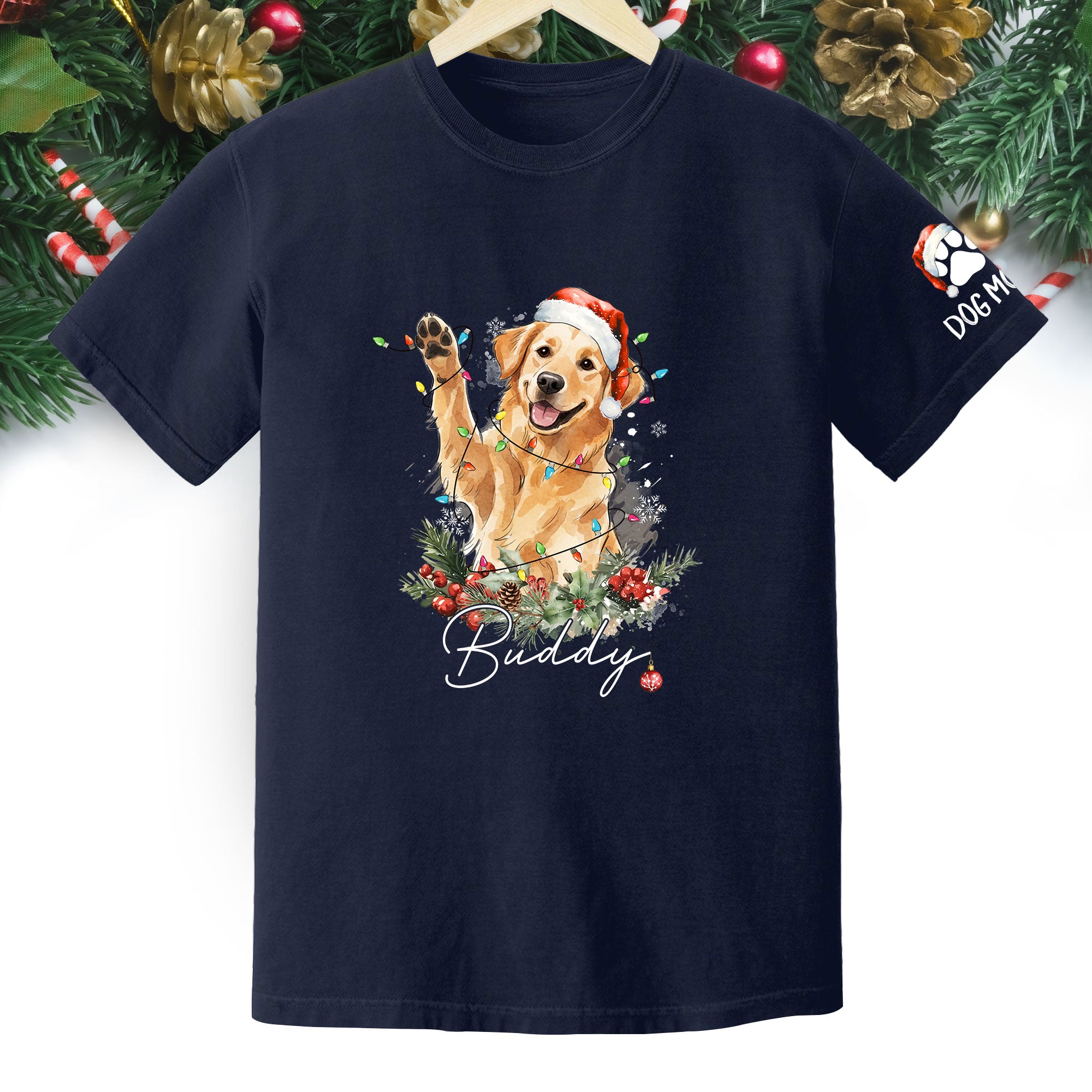 Custom Pet Photo T-Shirt – Personalized Dog Christmas Tee, Funny Gift for Dog Lovers