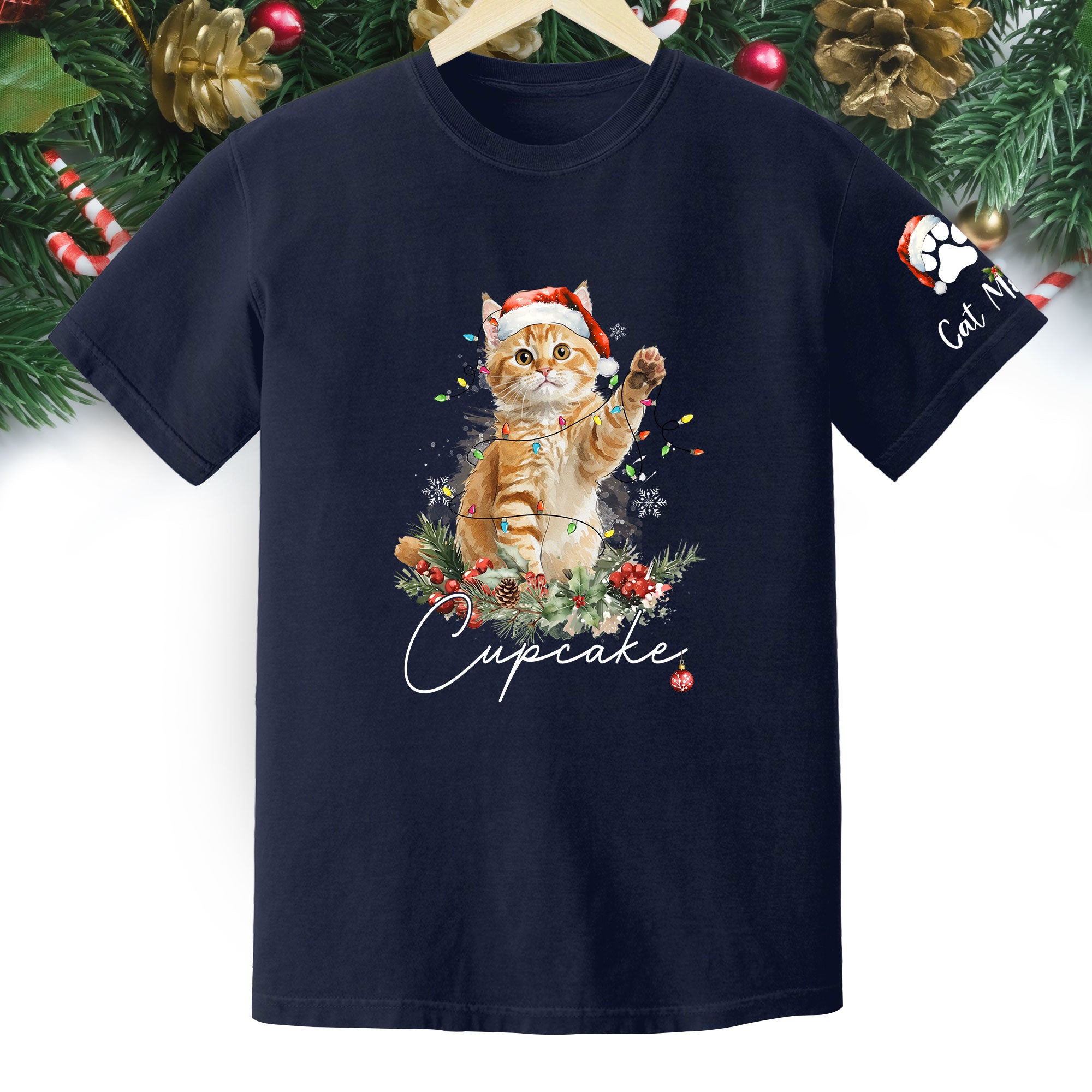 Custom Cat Lover T-Shirt – Personalized Pet Photo Christmas Shirt, Cute Gift for Pet Lovers