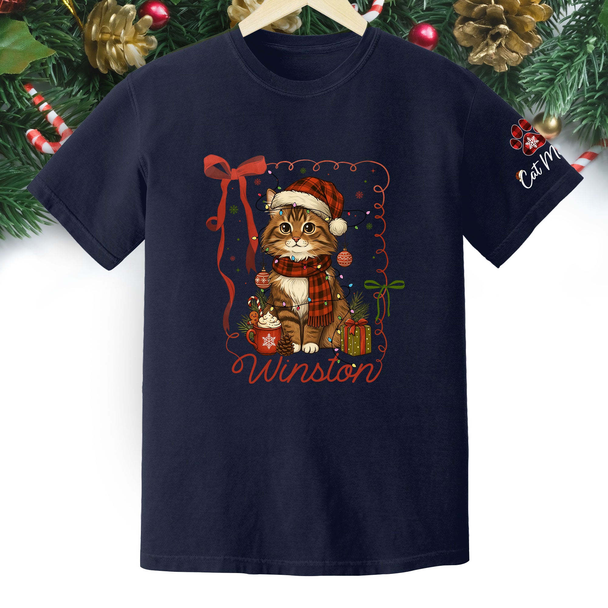 Custom Pet Christmas Shirt – Personalized Cat Photo Tee, Funny Holiday Gift for Pet Lovers