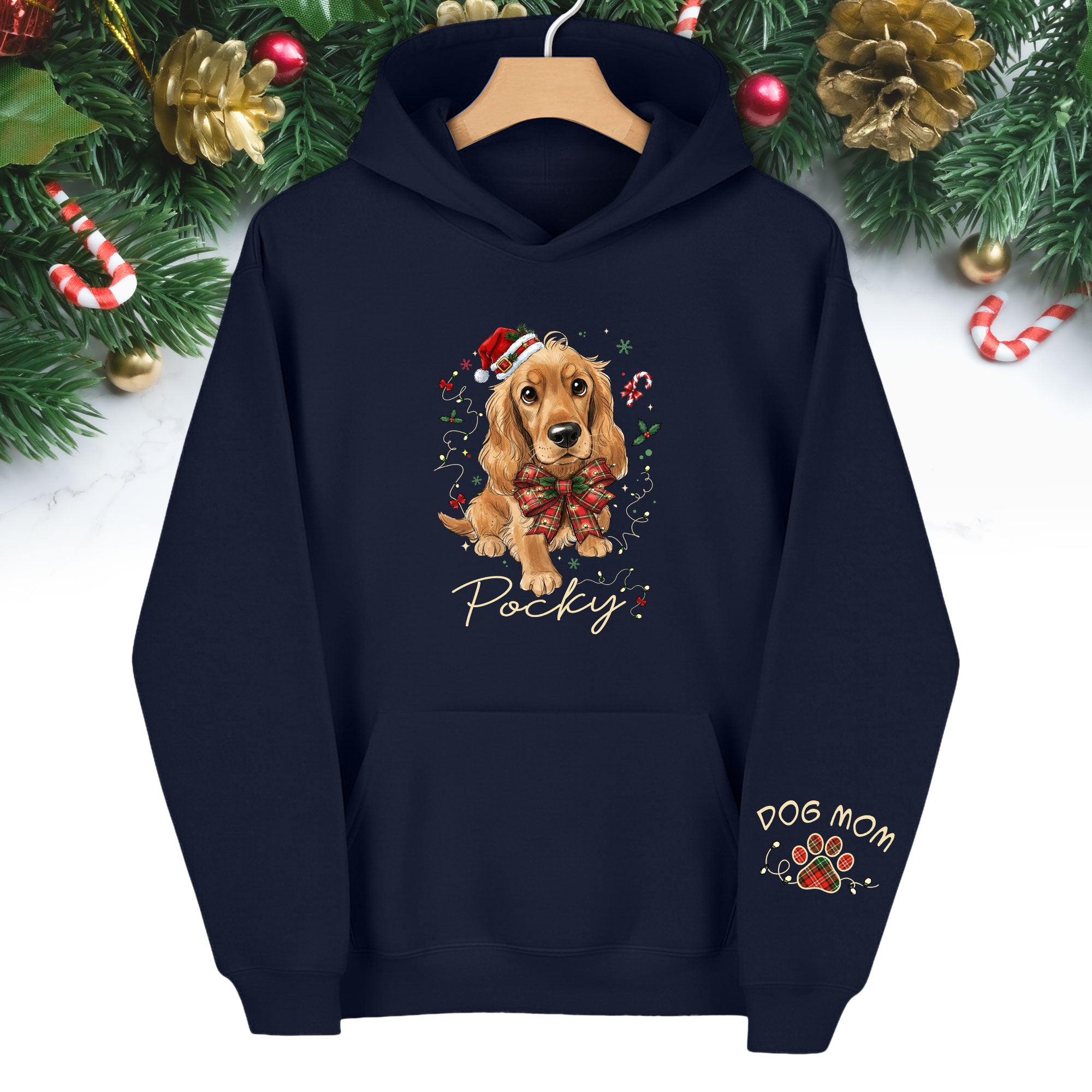 Custom Christmas Dog Hoodie – Personalized Pet Photo Gift for Dog Moms