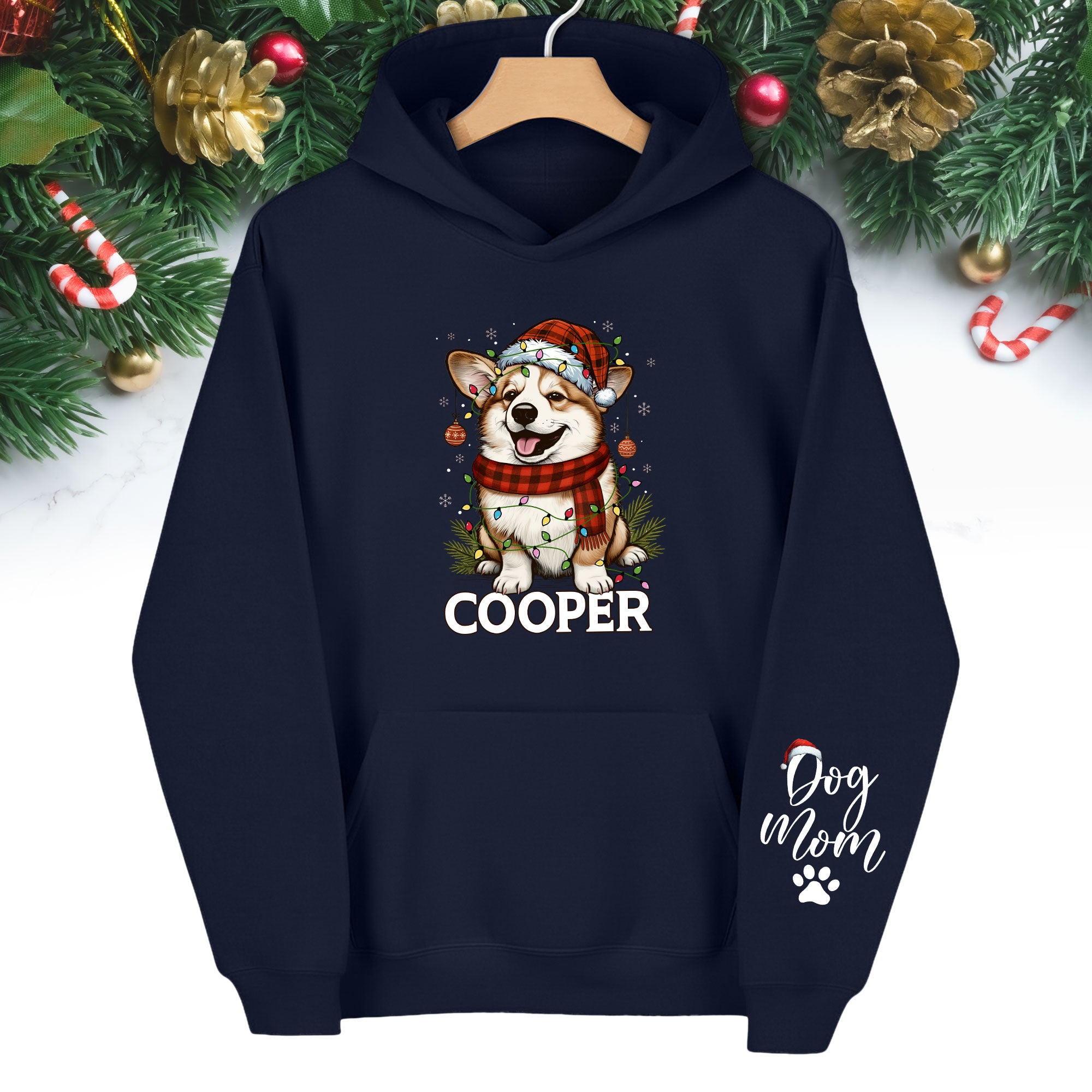 Custom Dog Mom Hoodie – Personalized Pet Photo Christmas Hoodie, Cute Gift for Dog Lovers