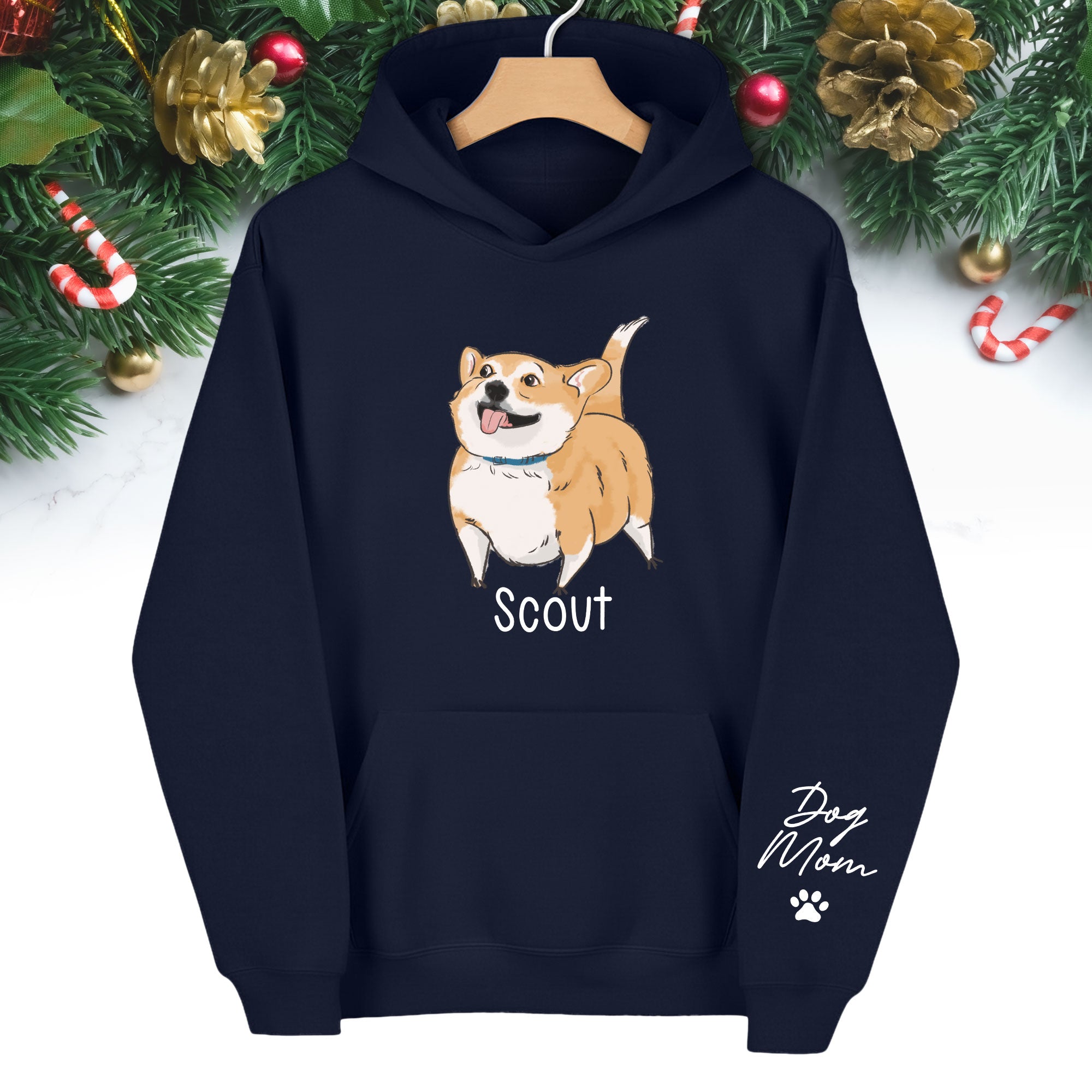 Custom Dog Mom Hoodie – Personalized Dog Hoodie with Pet Photo & Name, Cute Gift for Pet Lovers