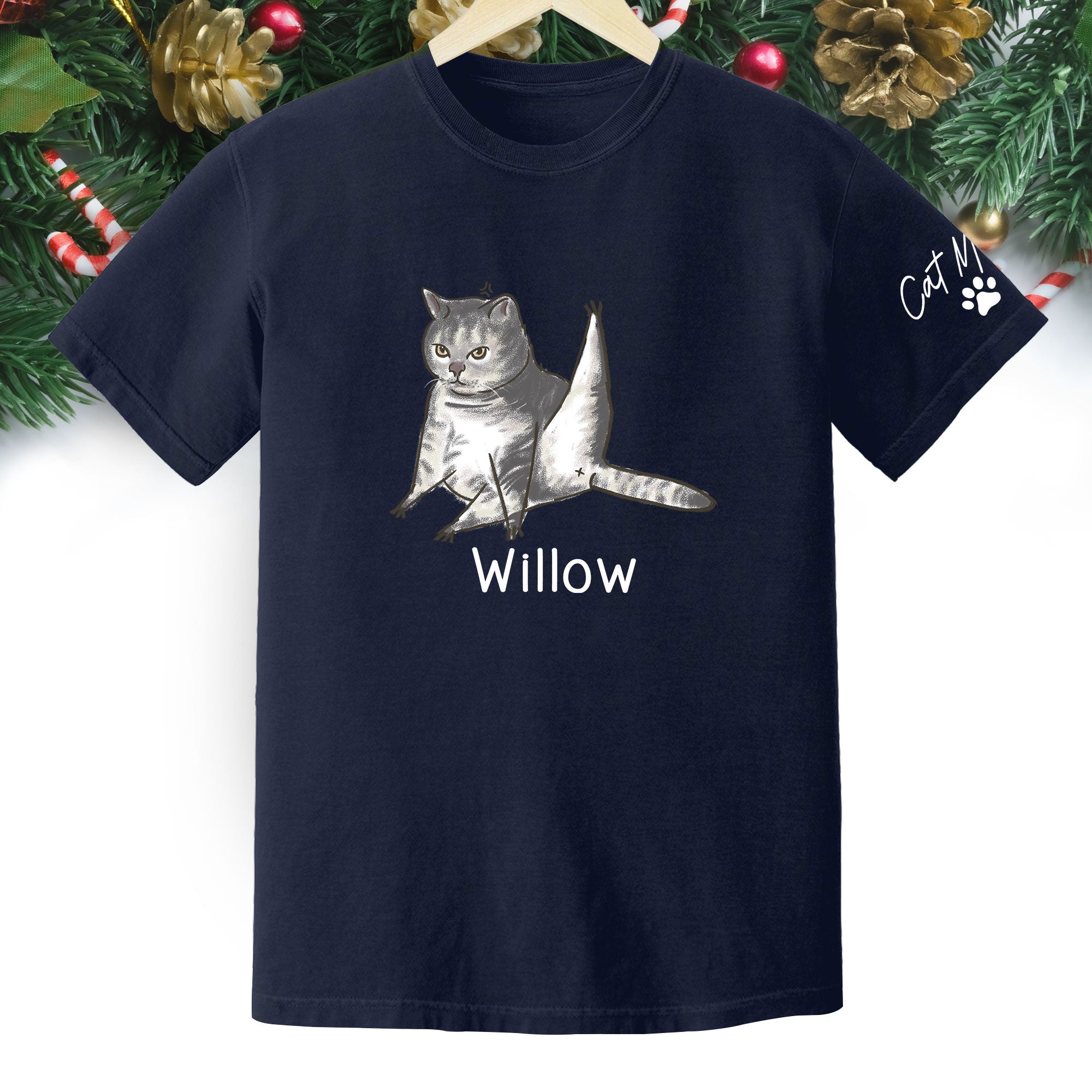 Custom Cat Mom T-Shirt – Personalized Funny Cat Shirt with Pet Photo & Name, Unique Gift for Cat Lovers