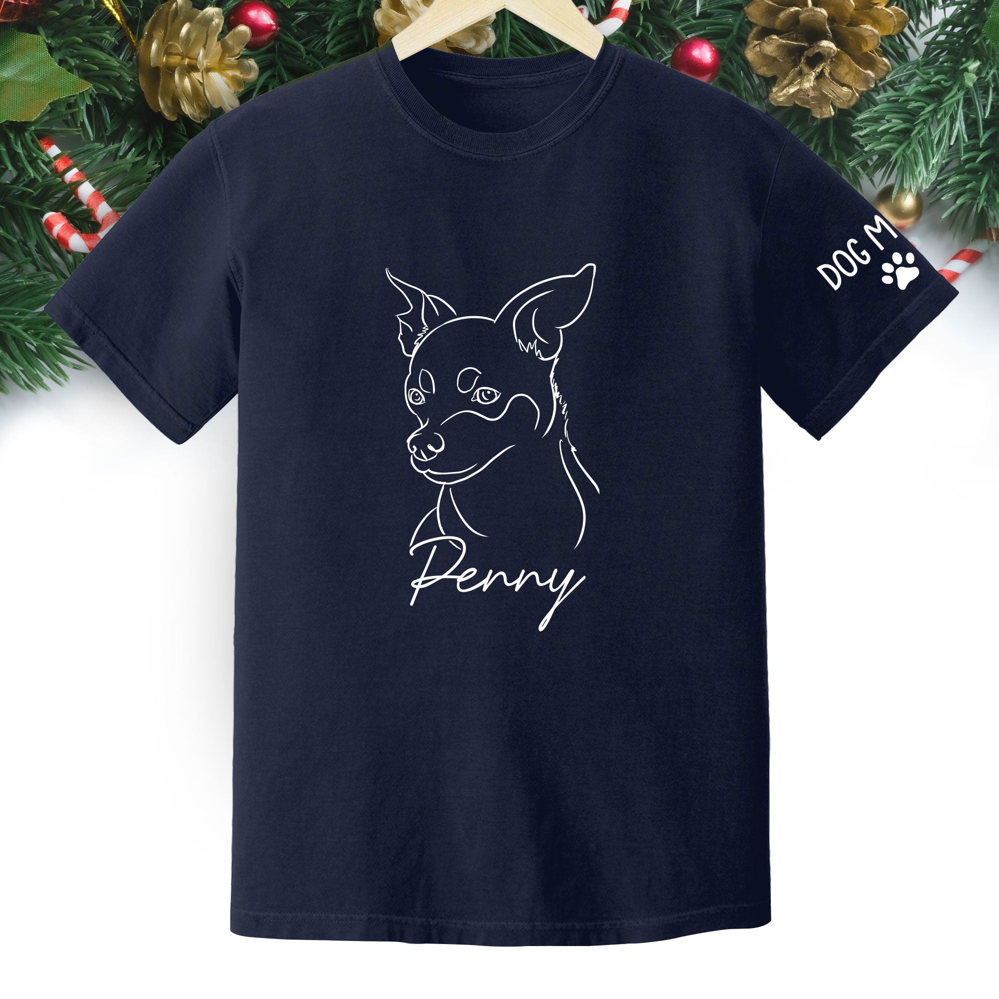 Personalized Dog Mom T-Shirt – Custom Dog Line Art Tee with Pet Name, Unique Gift for Dog Lovers