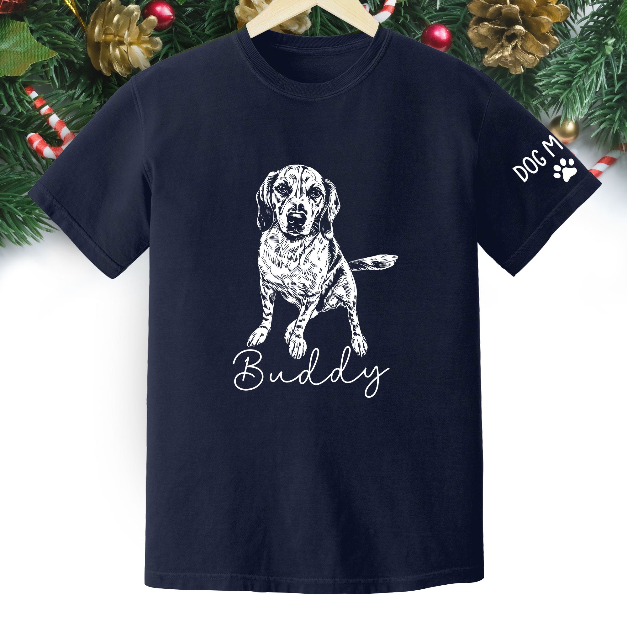 Personalized Dog Mom T-Shirt, Custom Dog Line Art Tee with Pet Name, Unique Gift for Dog Lovers