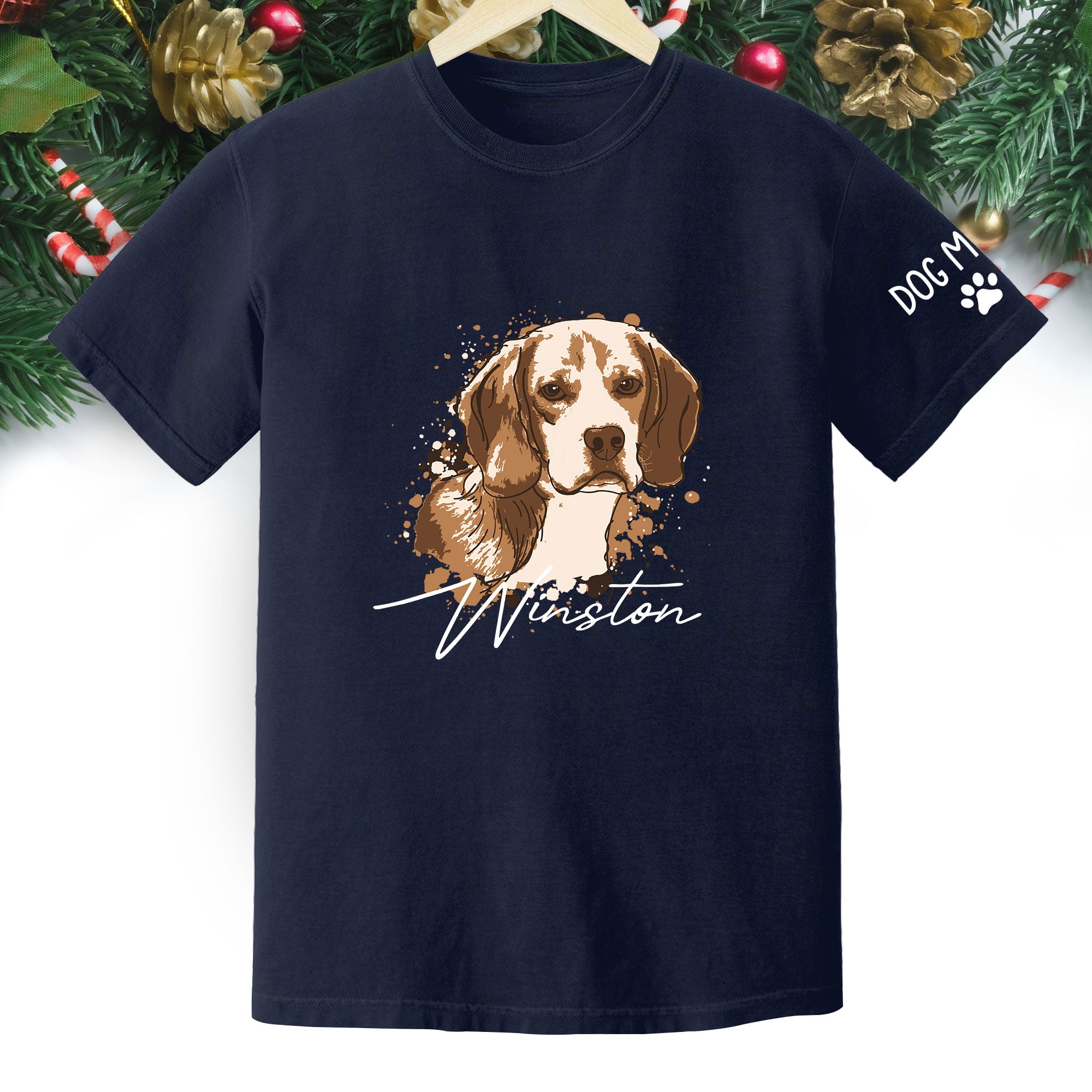 Personalized Dog Mom T-Shirt – Custom Dog Portrait Shirt with Pet Photo & Name, Unique Gift for Pet Lovers