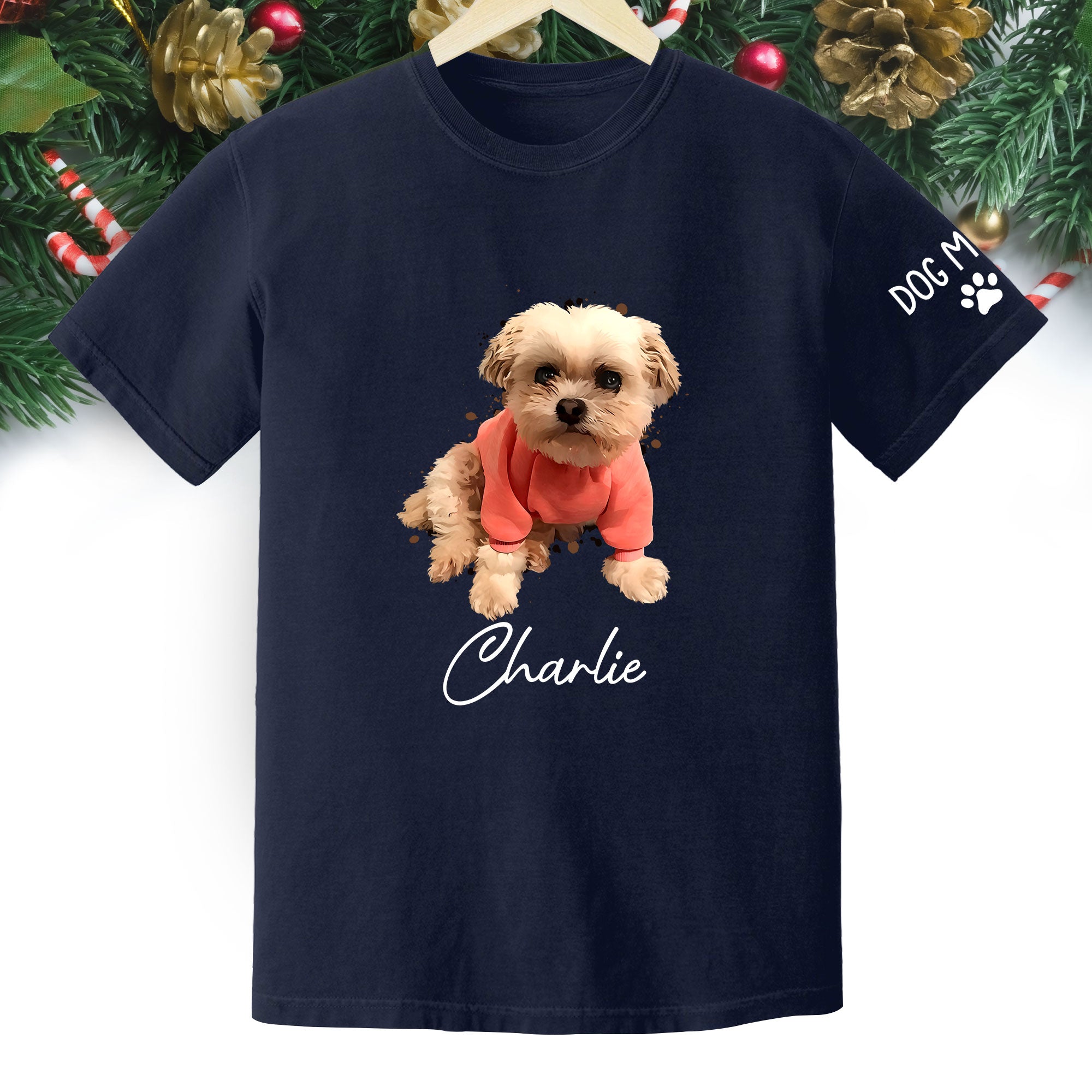 Personalized Dog Mom T-Shirt – Custom Dog Photo Shirt with Pet Name, Cute Gift for Pet Lovers