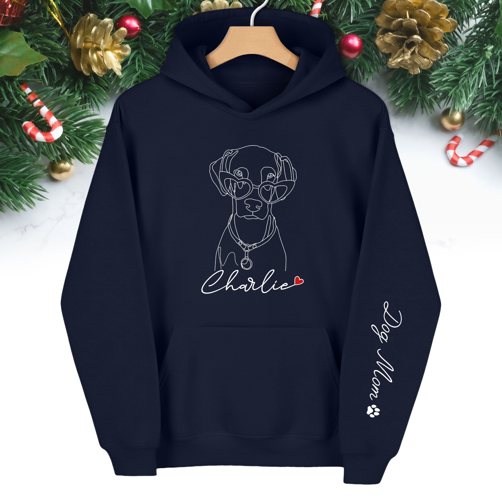Custom Line Art Dog Hoodie – Personalized Pet Drawing & Name Gift for Pet Owners